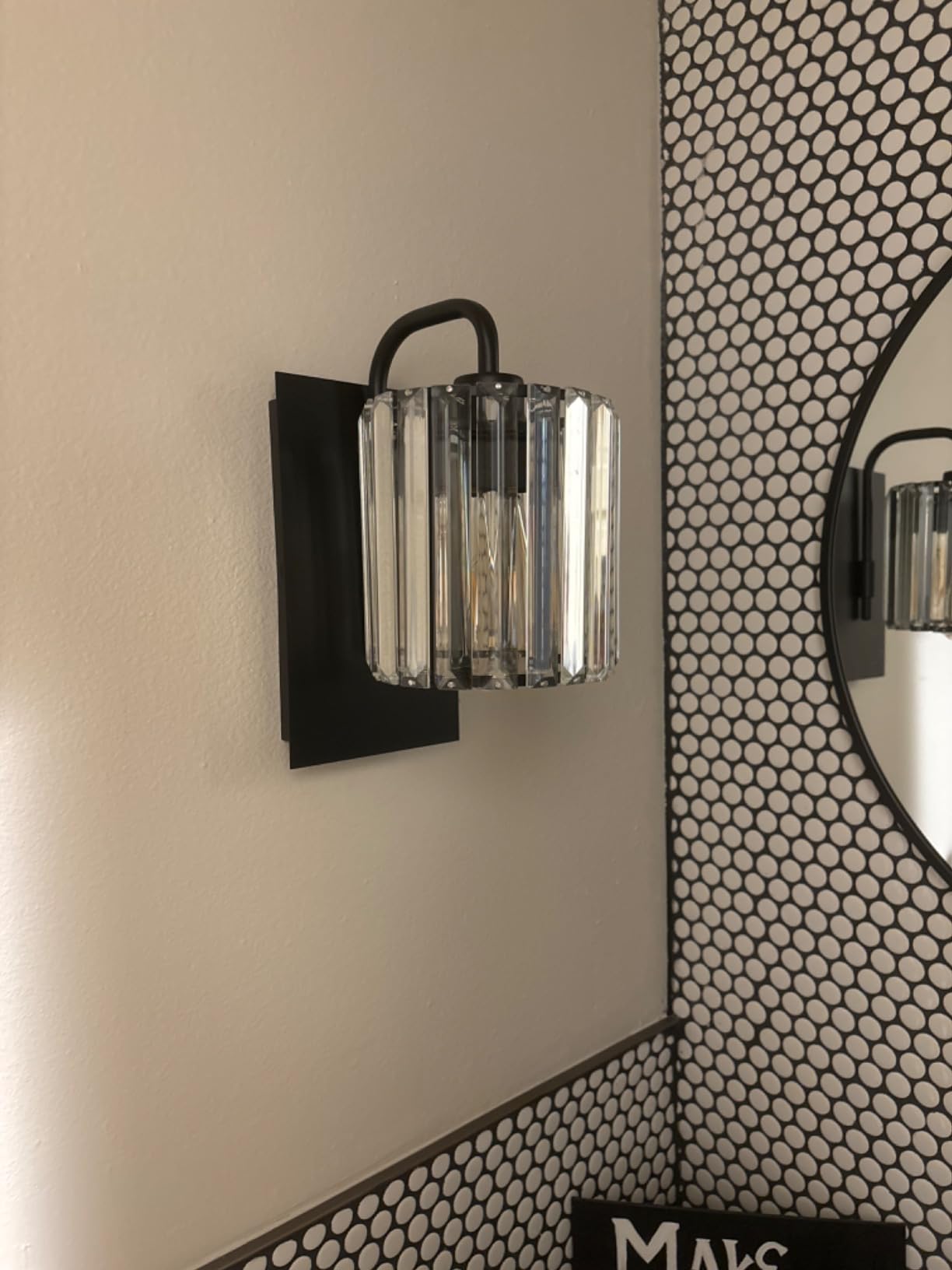 Grneric Crystal Wall Sconces,Black Sconce Wall Light Fixtures Modern Sconces Wall Lighting Single Indoor Wall Sconce for Living Room Bathroom Hallway Stairway Bedroom 10 Inch customer photo 1
