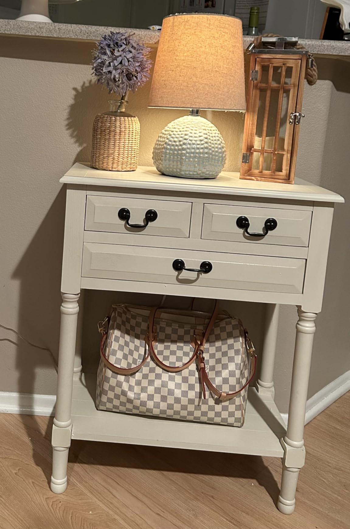 SAFAVIEH Furniture - Primrose 3-Drawer Console Table - Distressed White - Solid Wood - Farmhouse Classic Design - Ideal for Entryway, Living Room, Hallway, 23.5