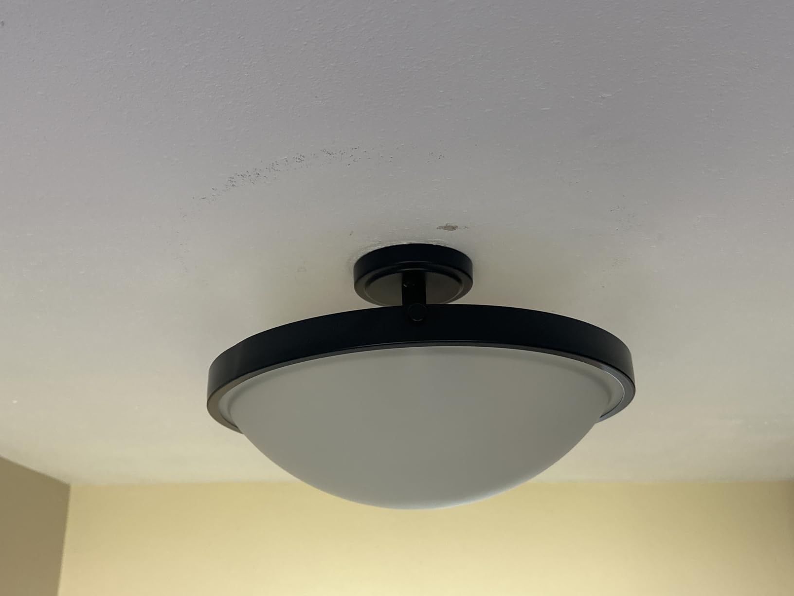 SAMTEEN Modern Gold Semi Flush Mount Ceiling Light 16-Inch | 3-Light Frosted Milk Glass Light Fixtures, Mid Century Brushed Brass Glass Flush Mount Lights for Bedroom Hallway Kitchen customer photo 2