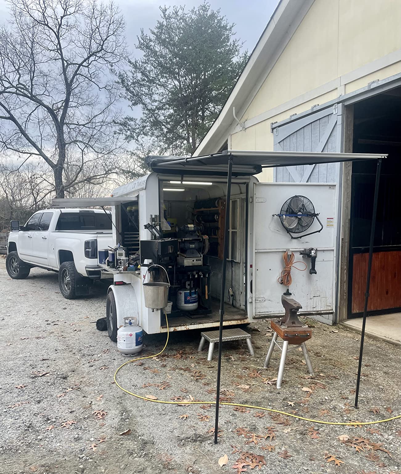 Overland Vehicle Systems HD Nomadic 4.5' Awning - 280G Poly Cotton Rip Stop Grey Body, Green Trim & 1000G PVC Black Travel Cover - 30 Square Feet of Coverage - Universal Fitment customer photo 2