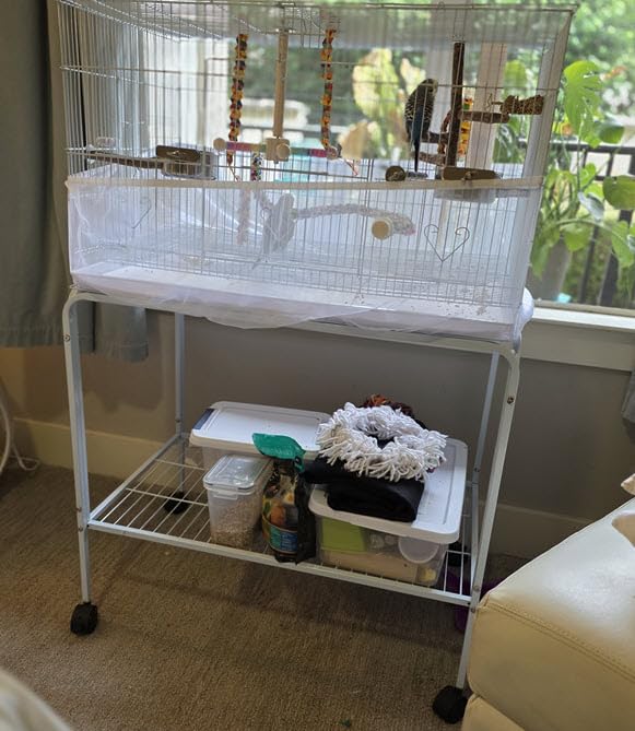 47-inch Rolling Breeding Flight Bird Cages for Parakeets Budgies Finches Cockatiels Conures Lovebirds Canaries Parrots w/Detachable Stand, Black customer photo 1