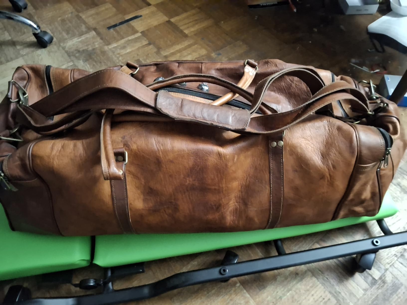 Leather 24 Inch Luggage Handmade Duffel Bag Carryall Weekender Travel Overnight Gym Sports Carry On Duffel Bag For Men And Women customer photo 2