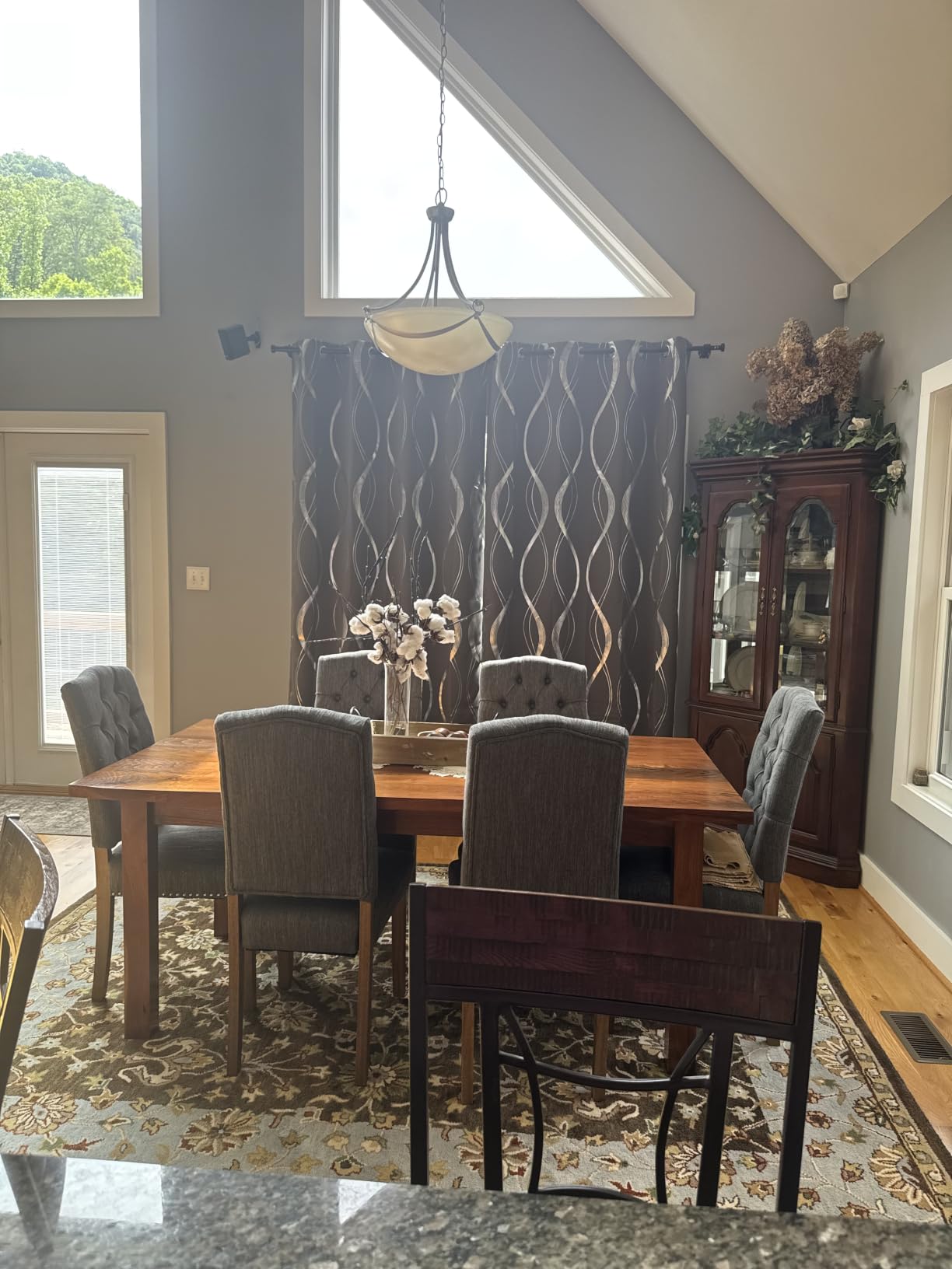 NICETOWN Grey Blackout Striped Pattern Curtains for Living Room 84 inch Long 2 Panels Set, Noise Reducing Thermal Insulated Wave Line Foil Print Bedroom Drapes for Patio Sliding Glass Door (52 x 84) customer photo 1