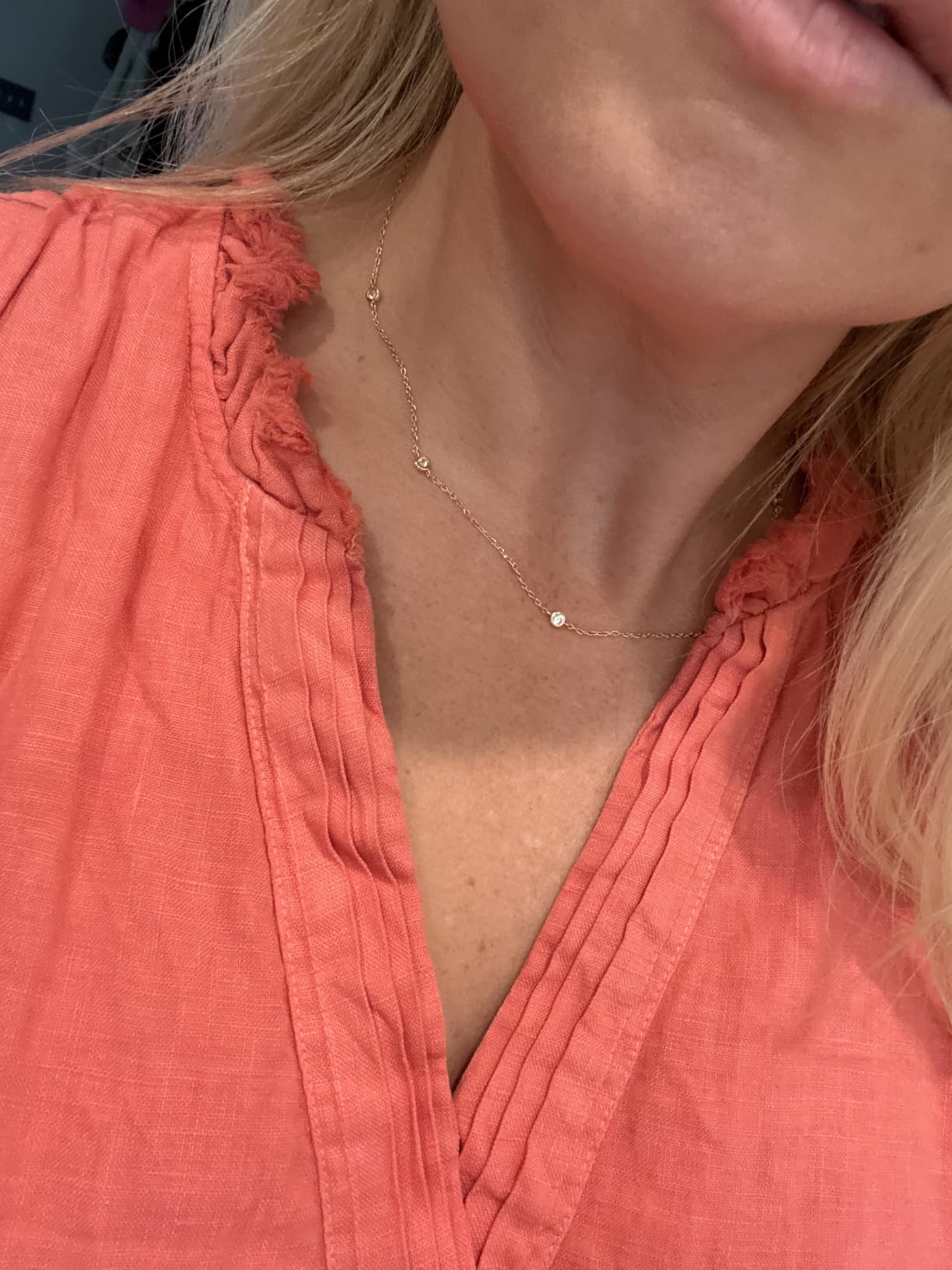 PAVOI 14K Gold Plated Station Necklace - Simulated Diamond Layering Necklaces - Womens CZ Chain customer photo 1