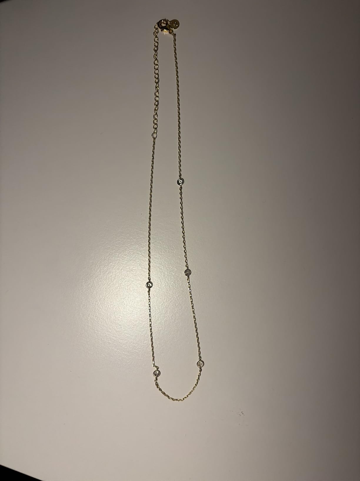 PAVOI 14K Gold Plated Station Necklace - Simulated Diamond Layering Necklaces - Womens CZ Chain customer photo 2