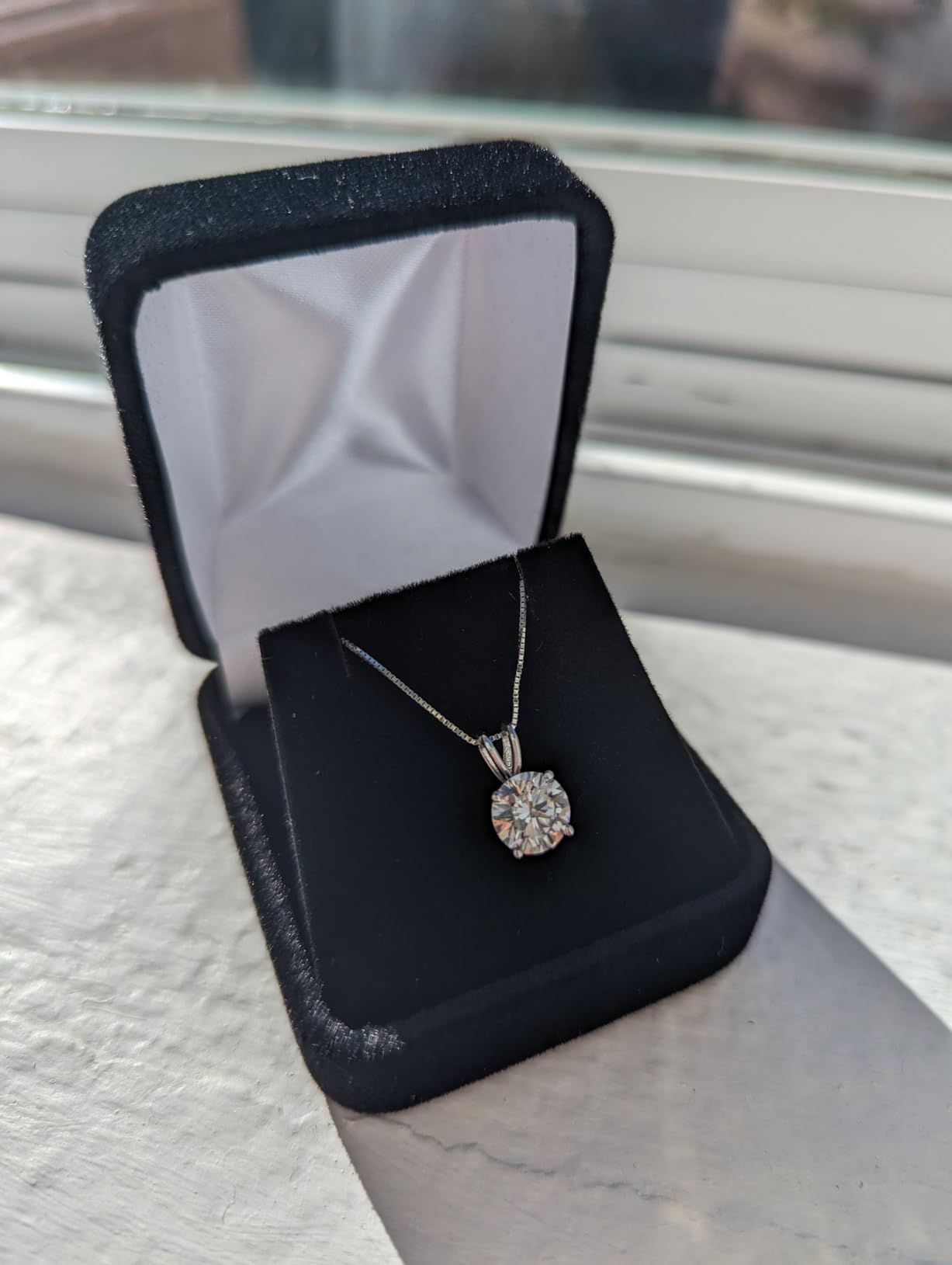 Houston Diamond District 0.38 to 5 CT Lab Grown Diamond Solitaire Pendant Necklace | 14K White Gold IGI Certified Round Cut 4 Prong Pendant Jewelry for Women in Solid Gold customer photo 2