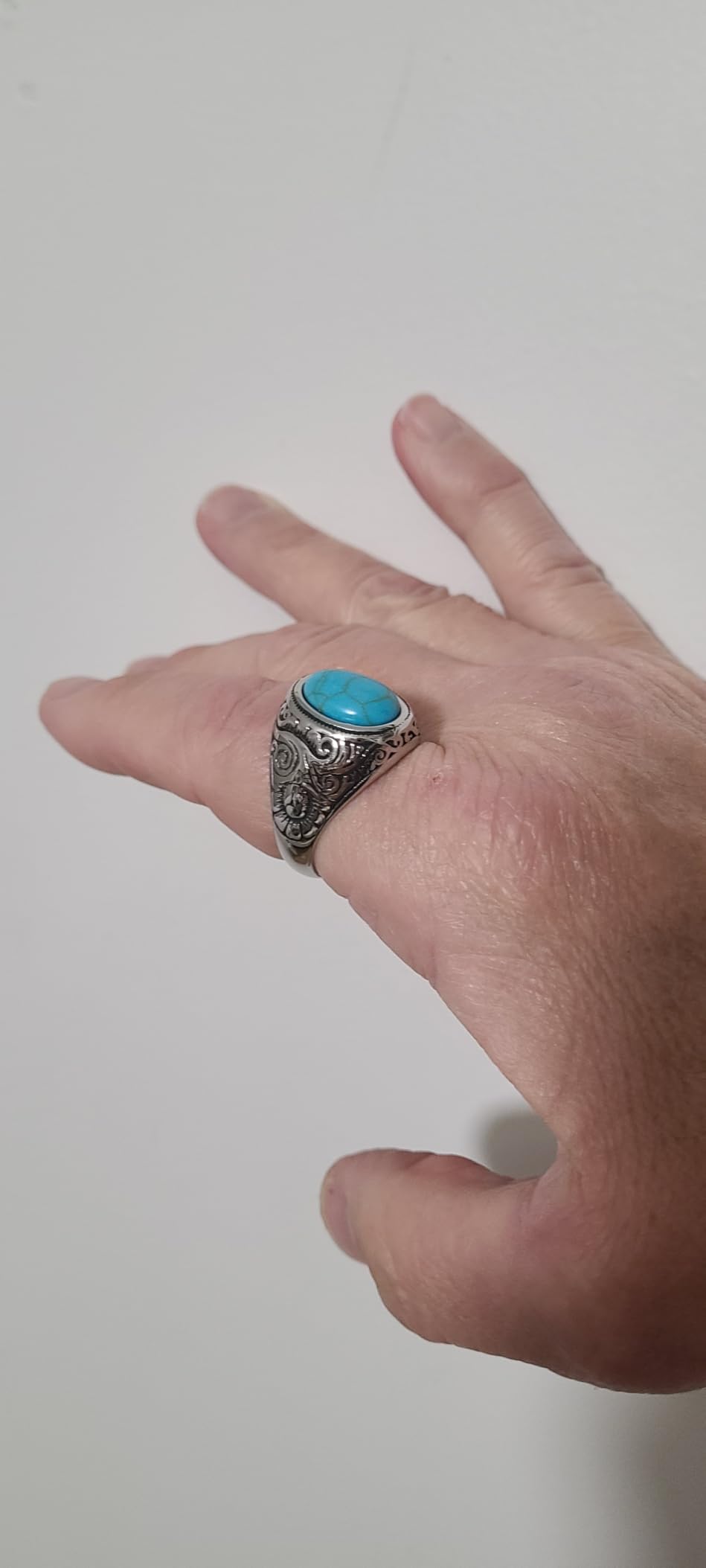 Retro Vintage Stone Rings for Men Turquoise Rings Stainless Steel customer photo 1