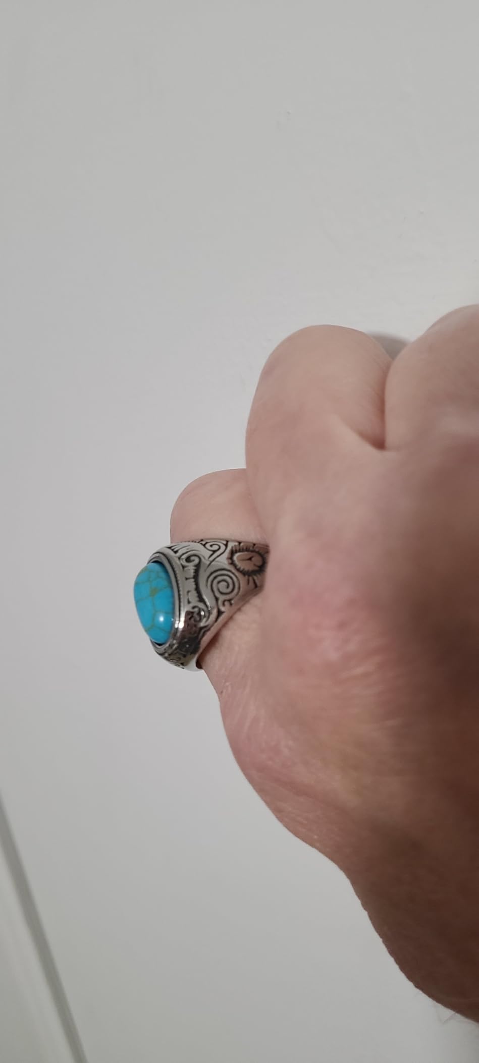 Retro Vintage Stone Rings for Men Turquoise Rings Stainless Steel customer photo 2