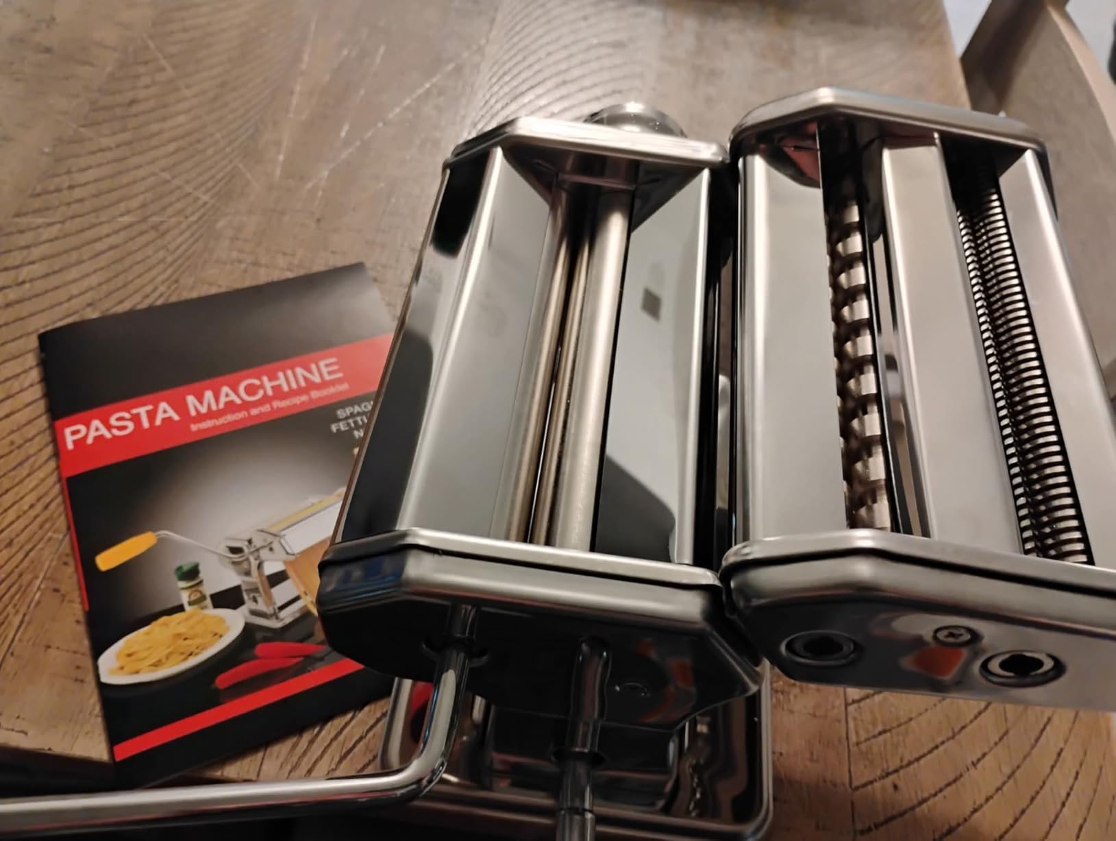 Pasta Maker - 7 Thickness Settings Roller & 2 Width Cutters Pasta Machine | Gift Choice - Stainless Steel, Easy to Use, Durable for Fresh Homemade Pasta, Includes Hand Crank & Table Clamp customer photo 2