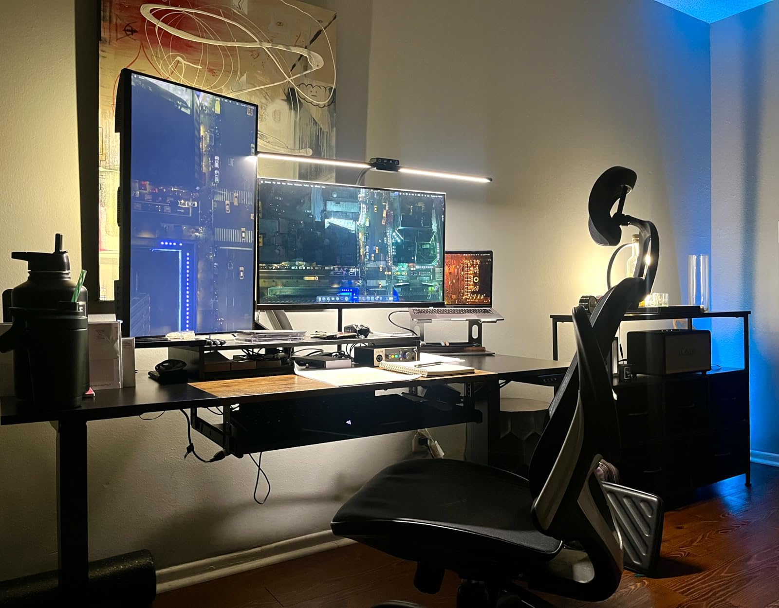 24W Led Desk Lamps with Base for Office Home, 31.5-in Double Head, Black | Dual Screen Computer Monitor Desk Light,Dimmable 4 Colors, Eye Care Architect Table Light for Working Reading Drafting customer photo 1