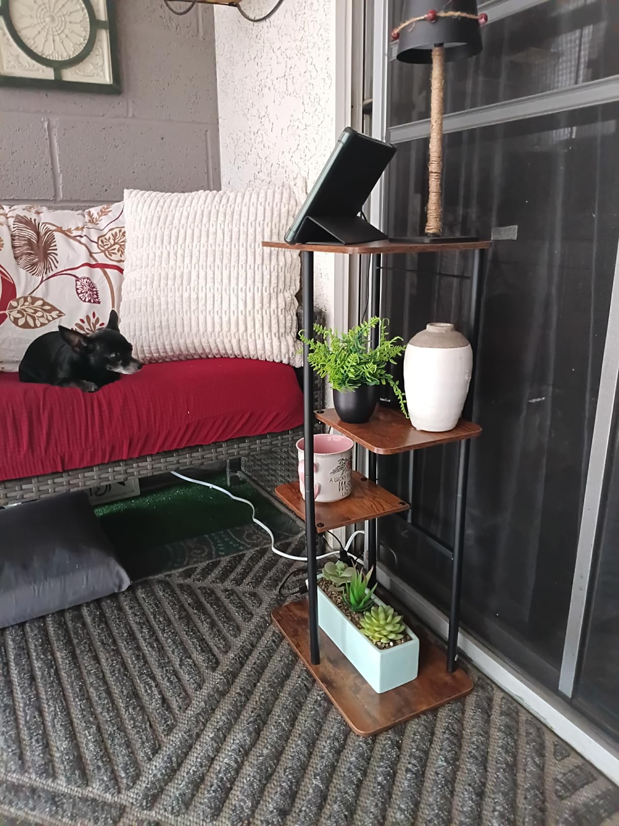 LINZINAR Plant Stand Indoor 4 Tier Metal Corner Tall Flower Shelf | Plant Rack for Multiple Plants, Tiered Flower Plant Holder for Patio, Garden, Balcony, Living Room, Bedroom Black customer photo 1