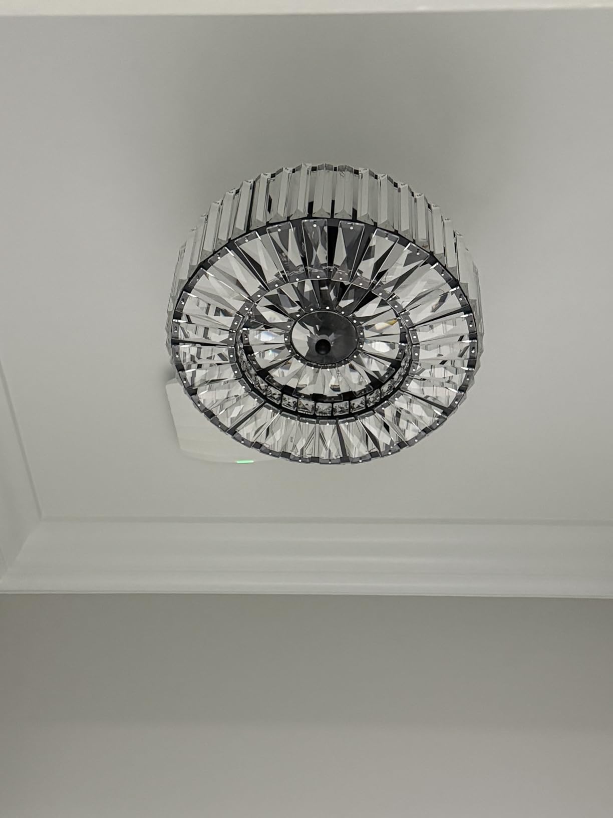 Piepooye 4 Lights Modern Crystal Chandelier Black Round Semi Flush Mount Ceiling Light Fixture Farmhouse Chandelier for Dinning Room Living Room Bedroom Hallway Entryway Kitchen customer photo 1