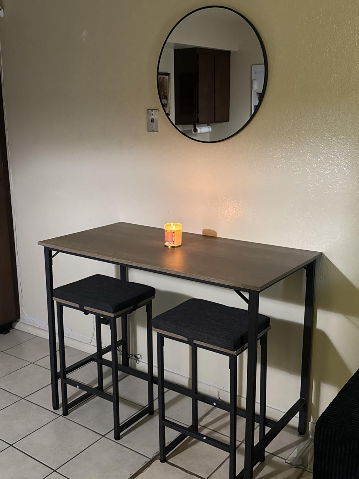 Yaheetech 3 Piece Dining Table Set, 47.5 Industrial Pub Table Set, Counter Height Kitchen Table with Bar Stools Set of 2, for Small Space, Apartment customer photo 2