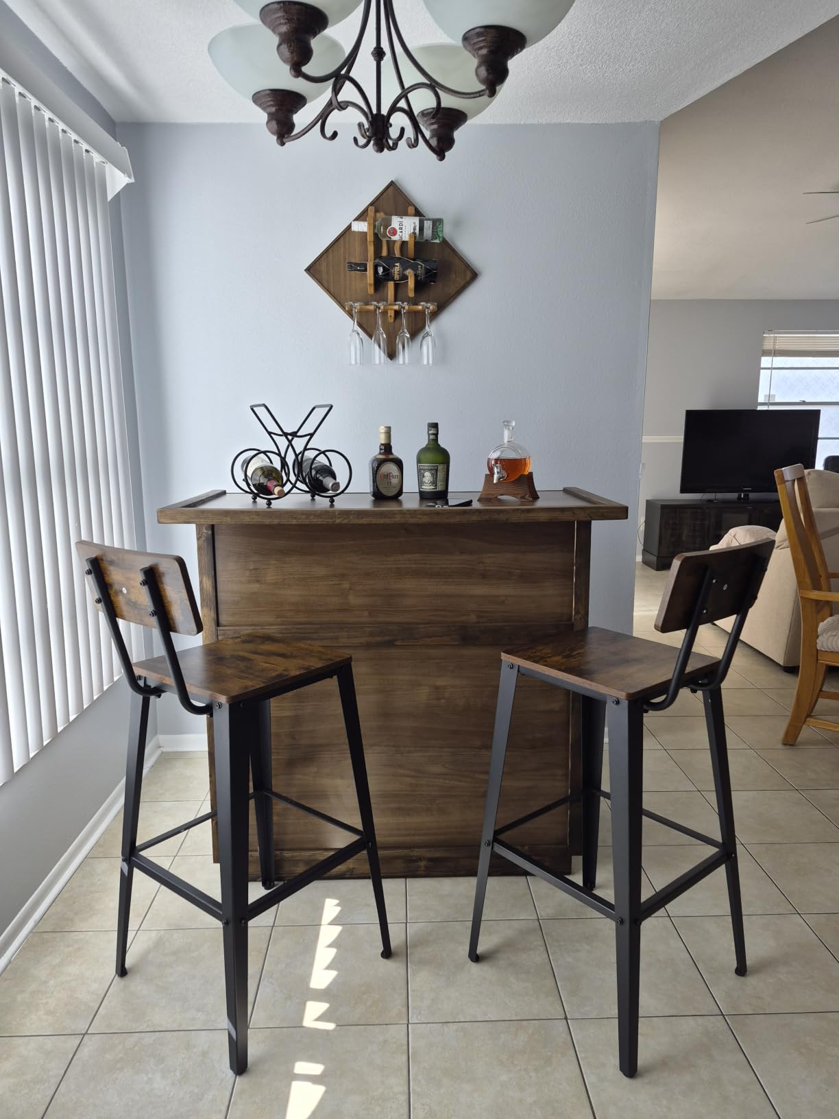 VASAGLE Set of 2 Bar Stools, 29.1 Inches Tall Barstools with Back, Counter Bar Chairs for Kitchen Island, Steel Frame, Industrial Style, Rustic Brown and Ink Black customer photo 1