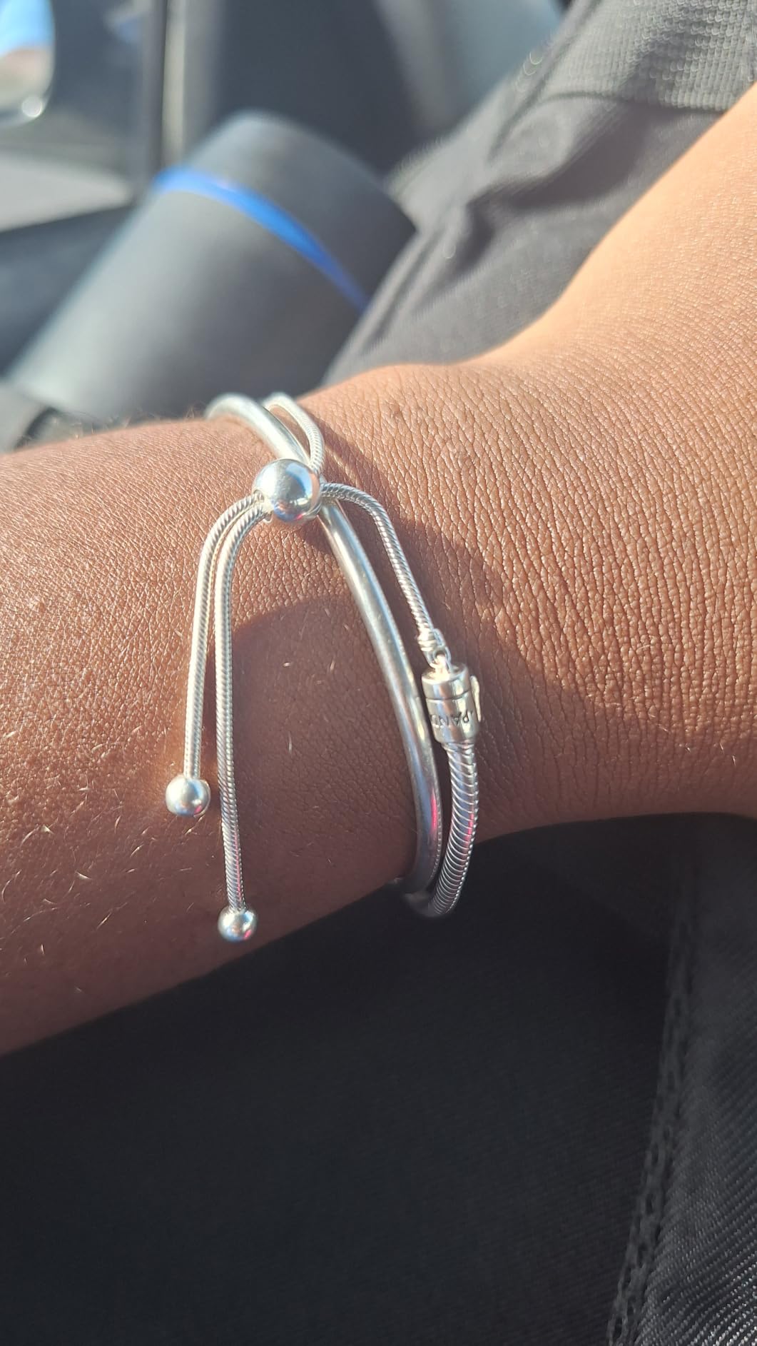 PANDORA Moments Snake Chain Slider Bracelet - Charm Bracelet for Women - Sterling Silver with Clear Cubic Zirconia - 11