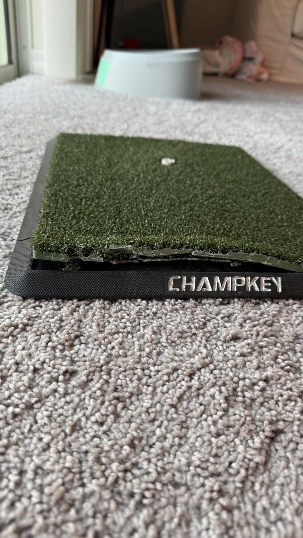 CHAMPKEY Premium Synthetic Turf Golf Hitting Mat | Heavy Duty Rubber Base Golf Practice Mat | Come with 1 Rubber Tee and 9 Plastic Tees customer photo 2