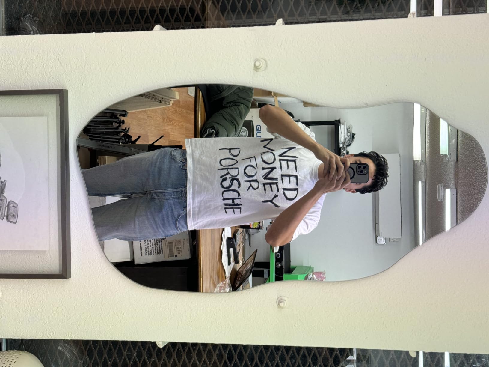 32'' x 18'' Irregular Asymmetrical Wall Mirror | HD Tempered Glass, Wall Mounted, Modern Decorative Mirror for Living Room Bathroom Entryway customer photo 2