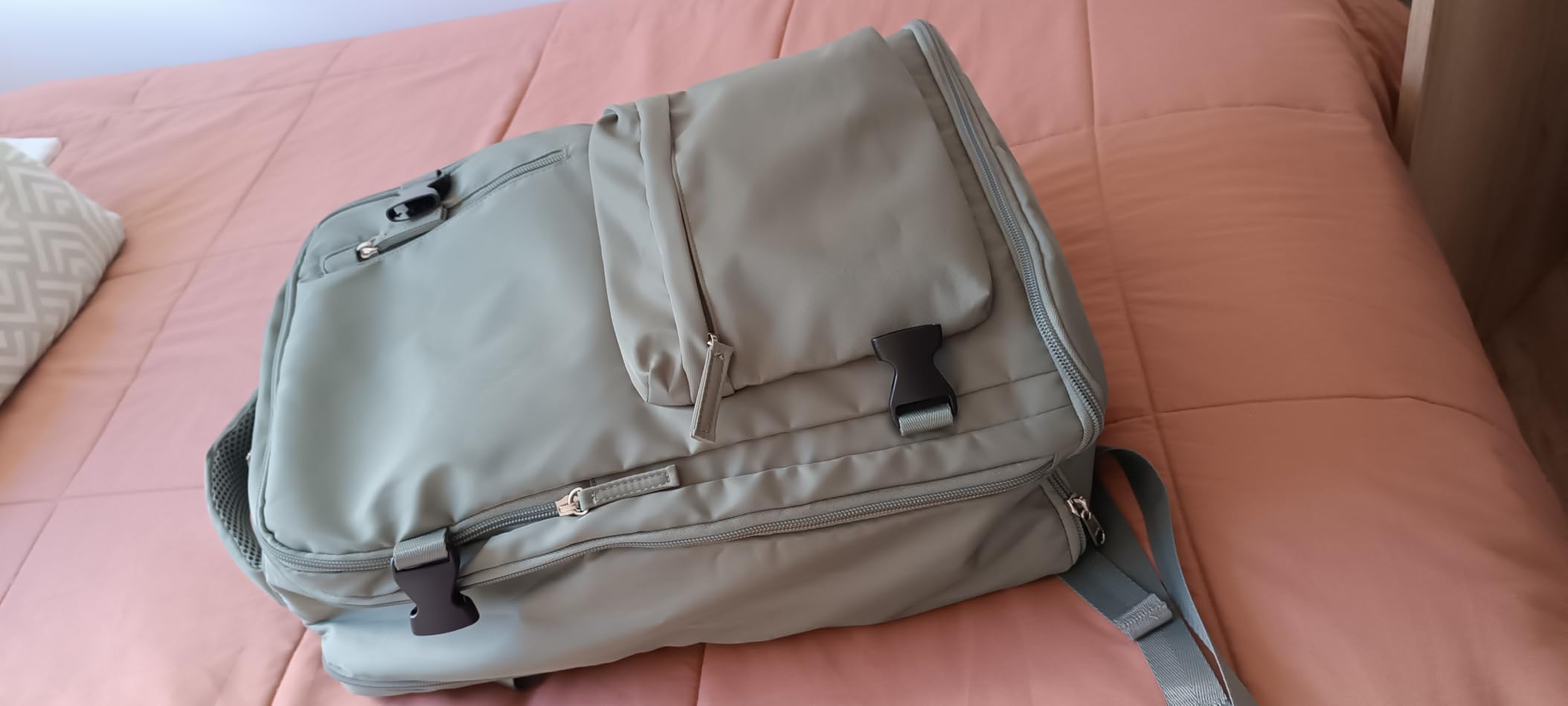 Large Travel Gym Backpack Women Carry On Backpack Flight Approved Hiking Waterproof Rucksack Casual Daypack Laptop bags airplanes Shoes Compartment Personal Item Travel Weekender Bag Essentials Beige customer photo 2