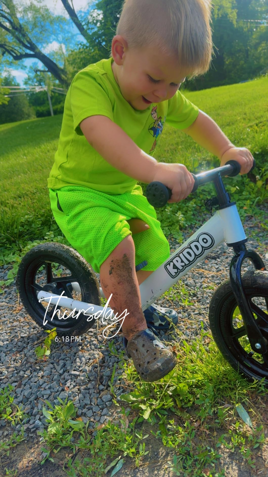 KRIDDO Toddler Balance Bike 2 Year Old, Gift for 2-3 Boys Girls, Adjustable | 2 Year Old Boy Birthday Gift, Easy to Assemble, Personalized Plate with 3 Sticker Sets, White customer photo 1