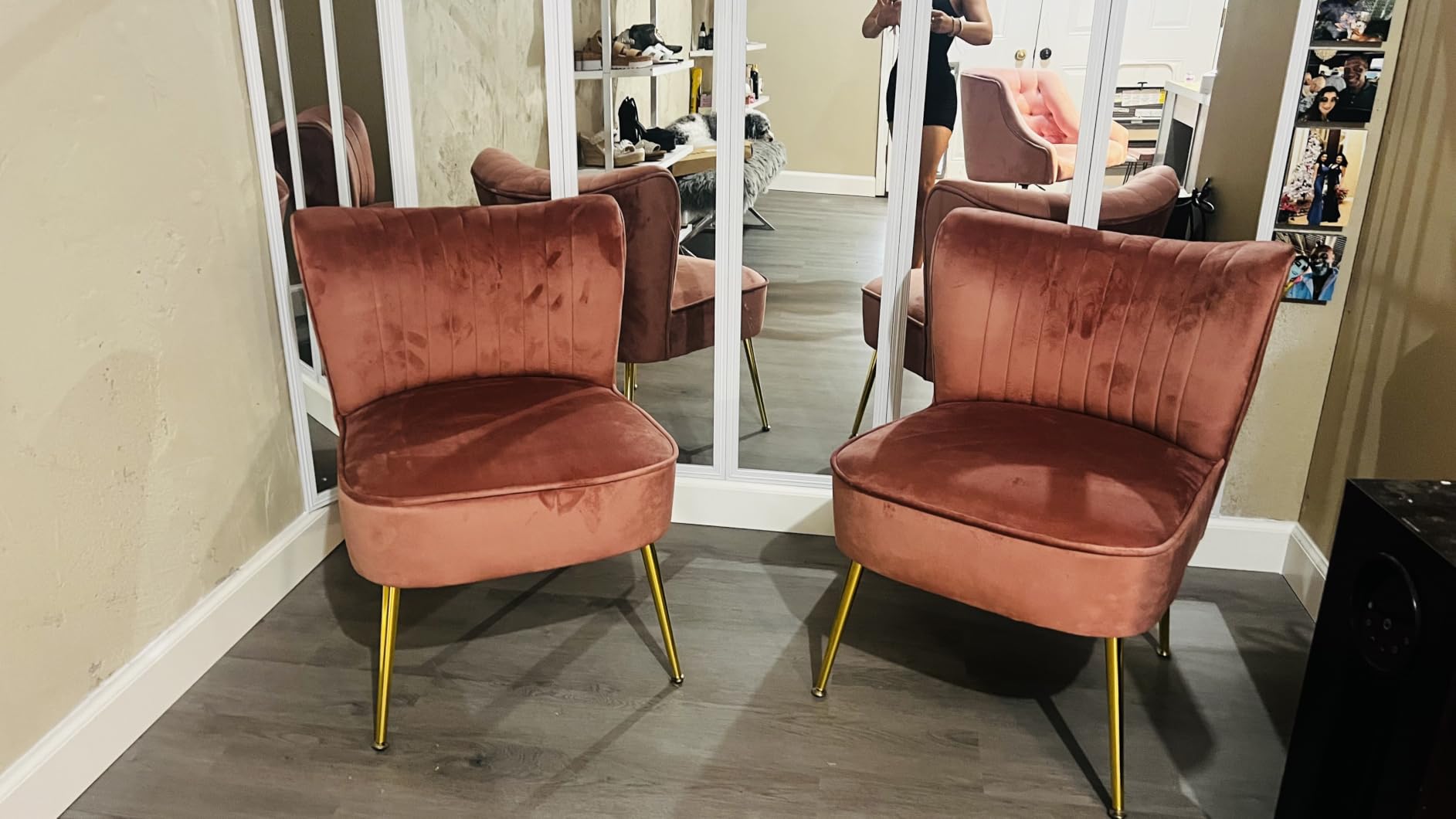 DUOMAY Modern Accent Chair Set of 2 PU Leather Slipper Chair Wingback Side Chair for Living Room customer photo 1