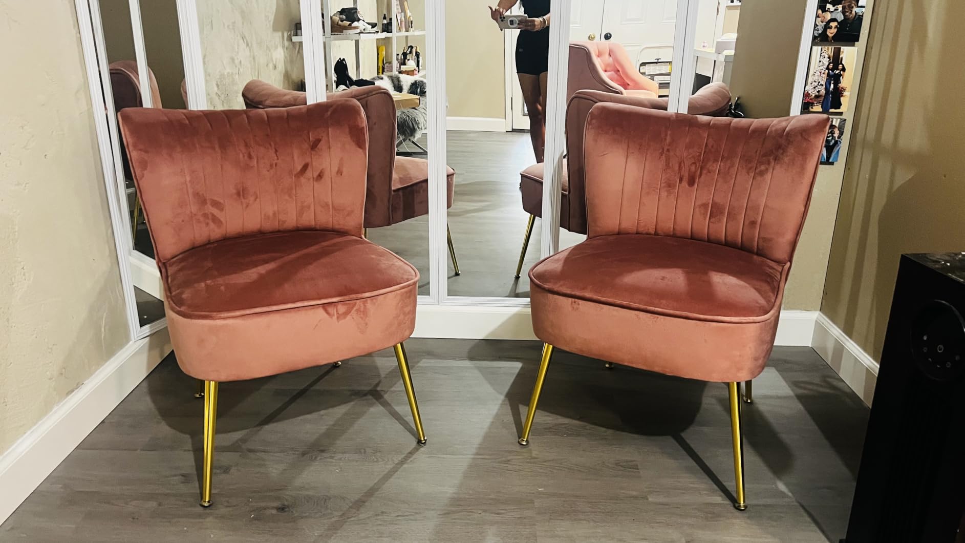 DUOMAY Modern Accent Chair Set of 2 PU Leather Slipper Chair Wingback Side Chair for Living Room customer photo 2
