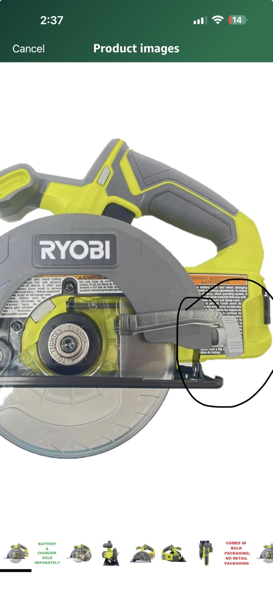 ONEAND 18V Cordless 5 1/2 in. Circular Saw Tool ONLY | Battery and Charger Sold Separately customer photo 2