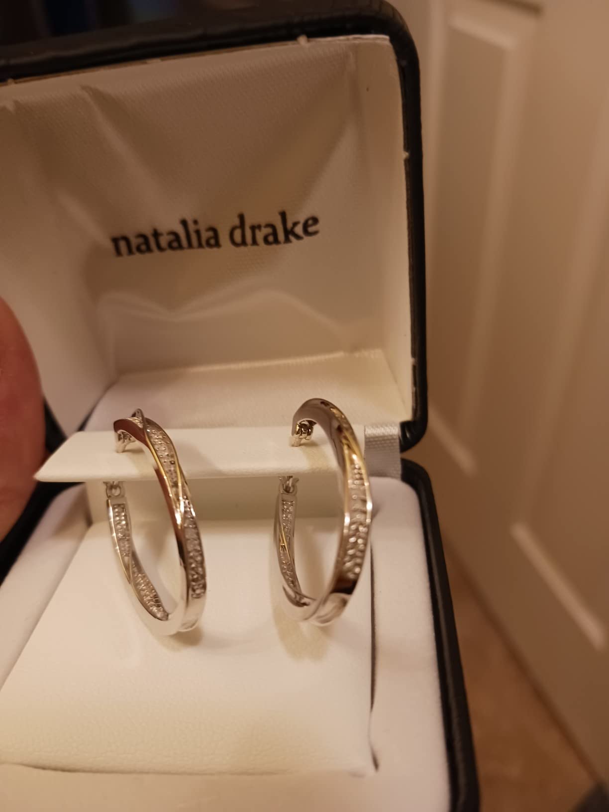 Large Twisted Oval 1/4 Cttw Diamond Hoop Earrings for Women in 925 Sterling Silver customer photo 2