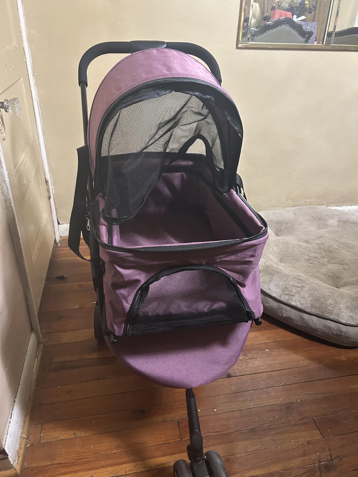 BestPet Pet Stroller Premium 3-in-1 Multifunction Dog Cat Jogger Stroller for Medium Small Dogs Cats with Folding Lightweight Travel & Detachable Carrier,Grey customer photo 2