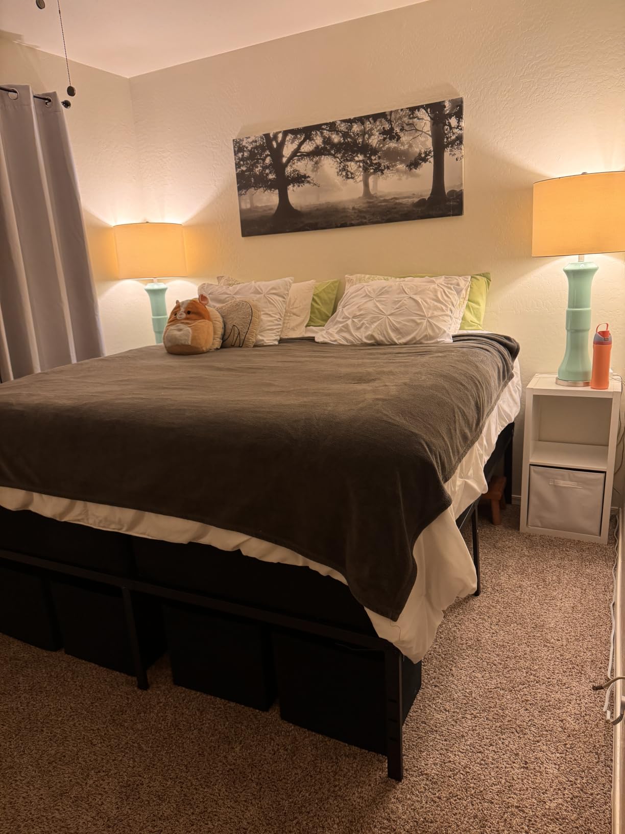 NEW JETO Metal Bed Frame, Queen Size Bed Frame with Storage Space, Heavy Duty Sturdy Mattress Foundation, Easy Assembly, No Box Spring Needed, Black, 14 Inch customer photo 2