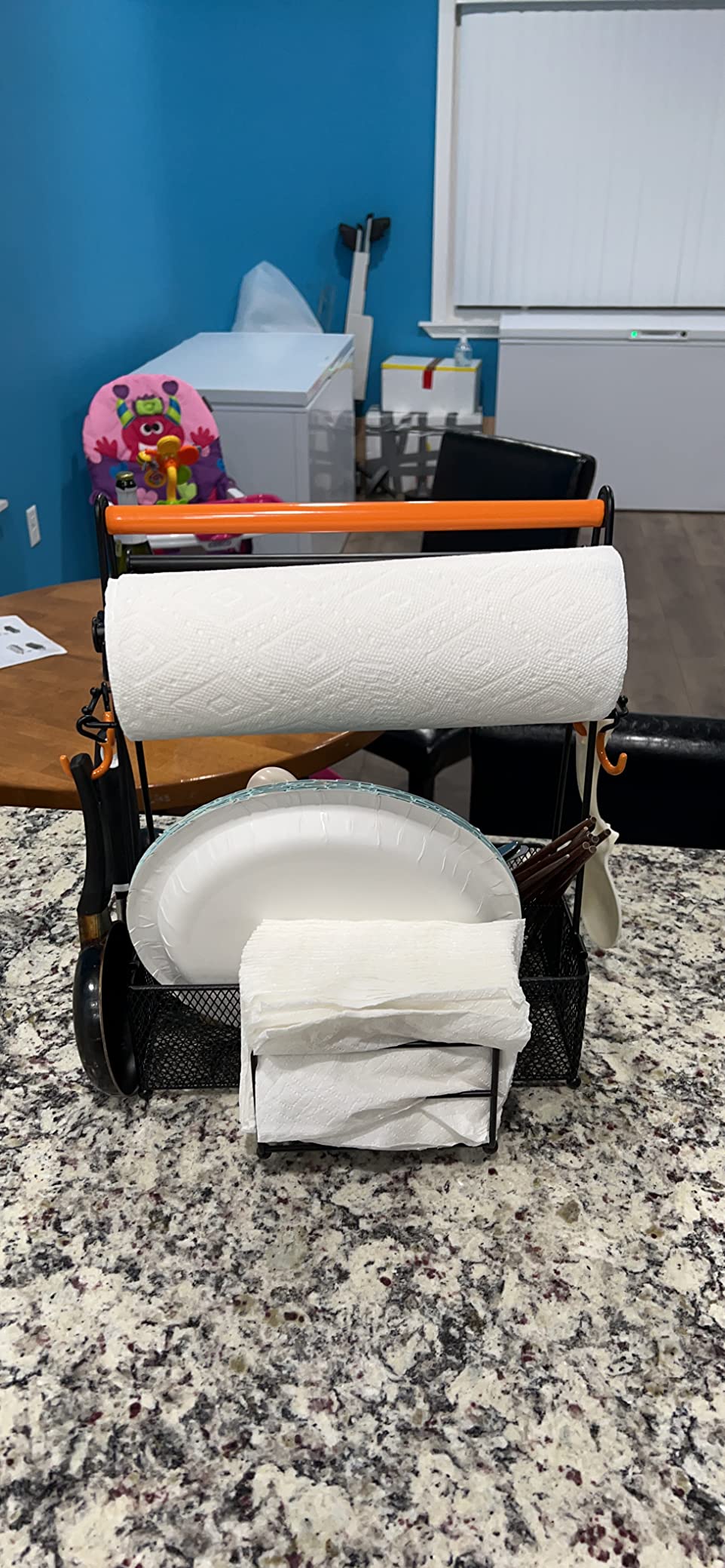 PHINOX Utensil Caddy, Silverware Condiment Caddy, Utensil Holder for Party, Picnic Flatware Caddy with Handle and Paper Towel Roll Holders, Utensil Cutlery Caddy for Camping, Kitchen customer photo 2
