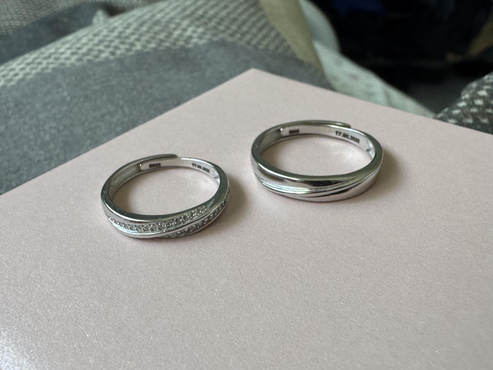 Meissa 2Pcs Couple Rings for Men and Women 925 Sterling Silver Wedding Band Matching Promise Rings Size Adjustable Handmade Bridal Jewelry Size 3-10 customer photo 1