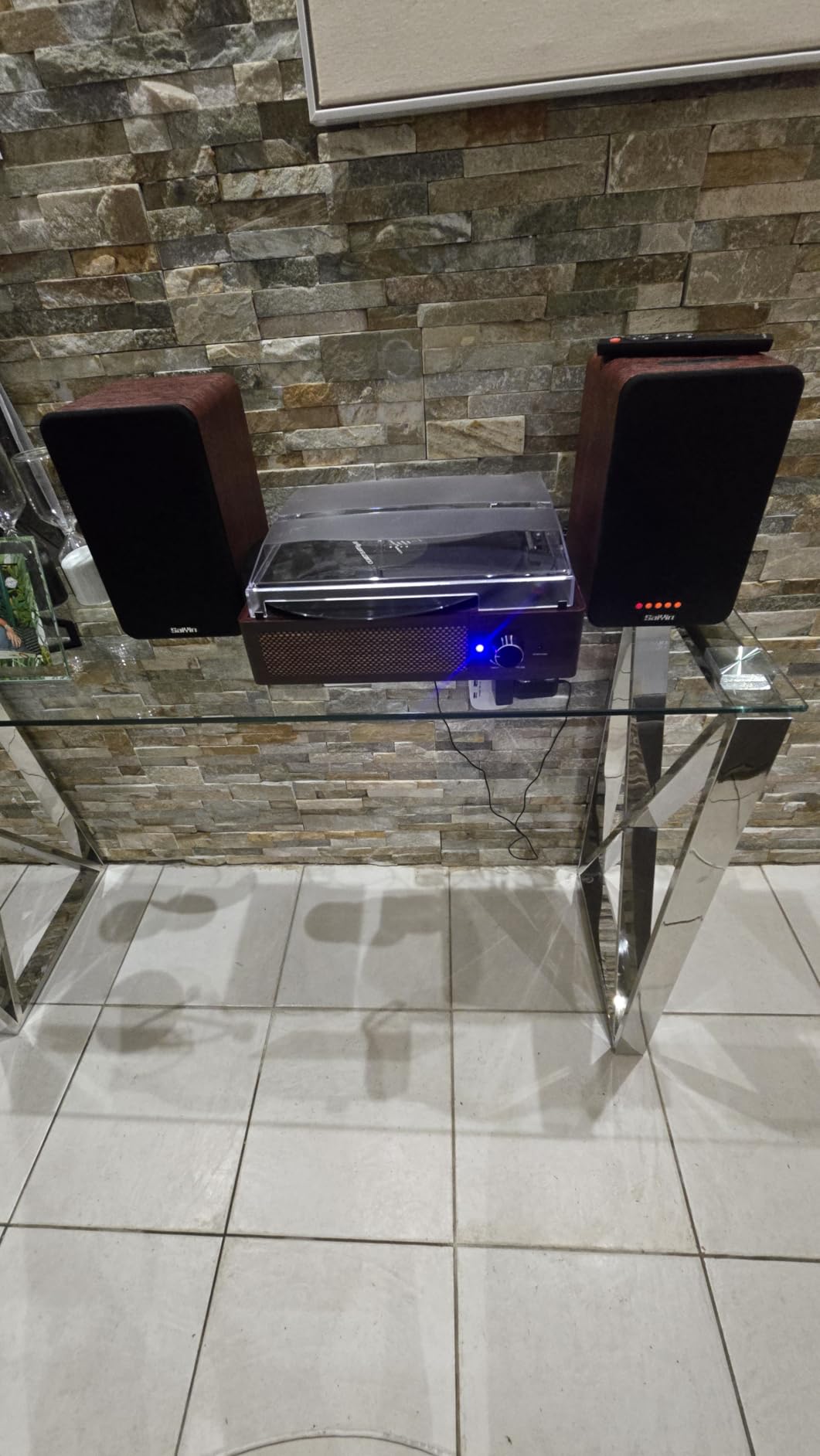 Saiyin Powered Bluetooth Bookshelf Speakers | 40W*2, 4 Inch Woofer, Bluetooth/Optical/Auxiliary/RCAInputs, Sub Out, TV/Turntable/Record Player/PC/Computer customer photo 1