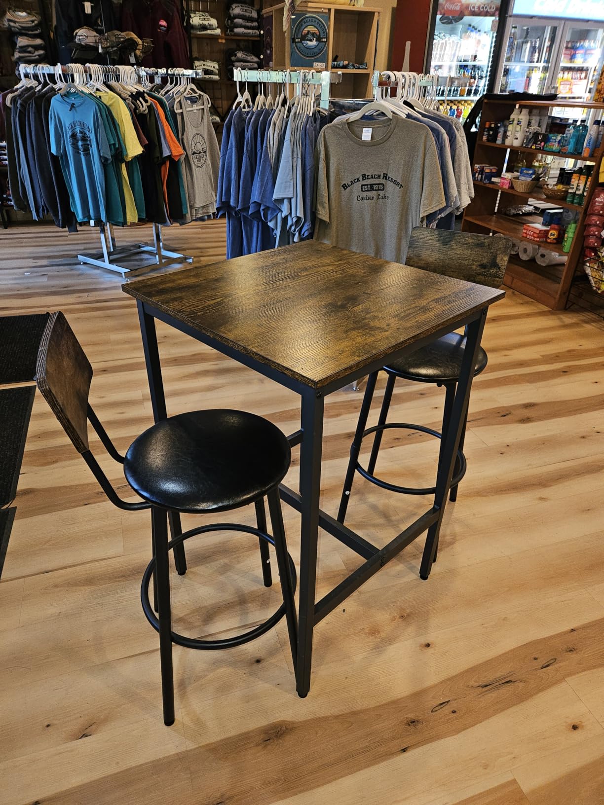 KIVENJAJA Bar Table and Chairs Set for 2, 3-Piece Small Square Pub Bistro Table and Upholstered Stools with Backrest, Counter Height Dining Table Set for Kitchen Small Space, Grey customer photo 1
