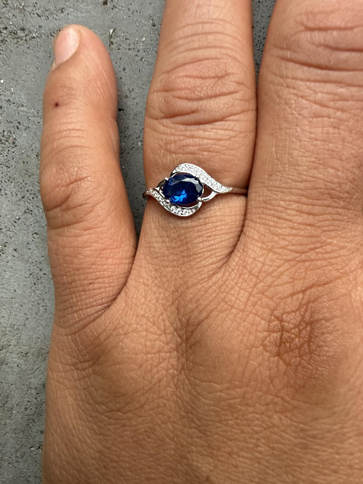 JewelryPalace 1ct Oval Created Blue Sapphire Rings for Women, 14K White Yellow Rose Gold Plated 925 Sterling Silver Ring for Girl, Fashion Gemstone Jewelry Sets Promise Rings customer photo 1