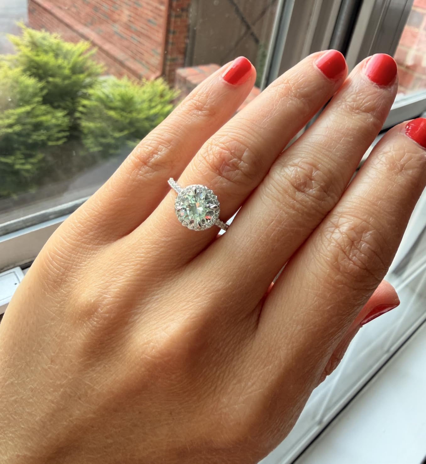1.5 CT Moissanite Engagement Rings for Women D Color VVS1 Clarity 925 Sterling Silver Vintage Moissanite Round Cut Halo Wedding Promise Band Rings customer photo 1