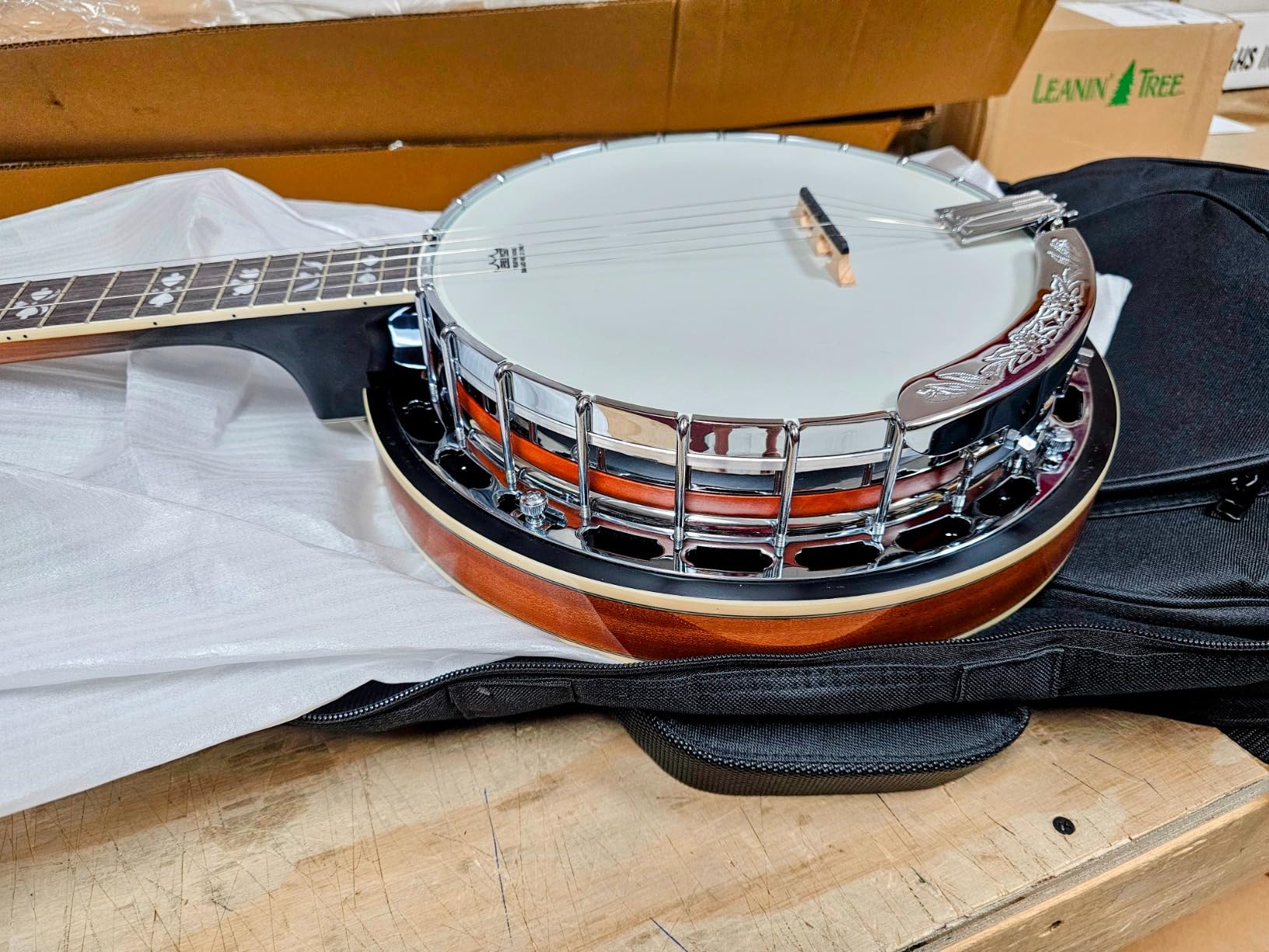 5 String Full Size Banjo Solid Back with beginner Kit Remo Head Coated Top European Maple Body Material Sapele Back Material Type Okoume Neck Material Type customer photo 2