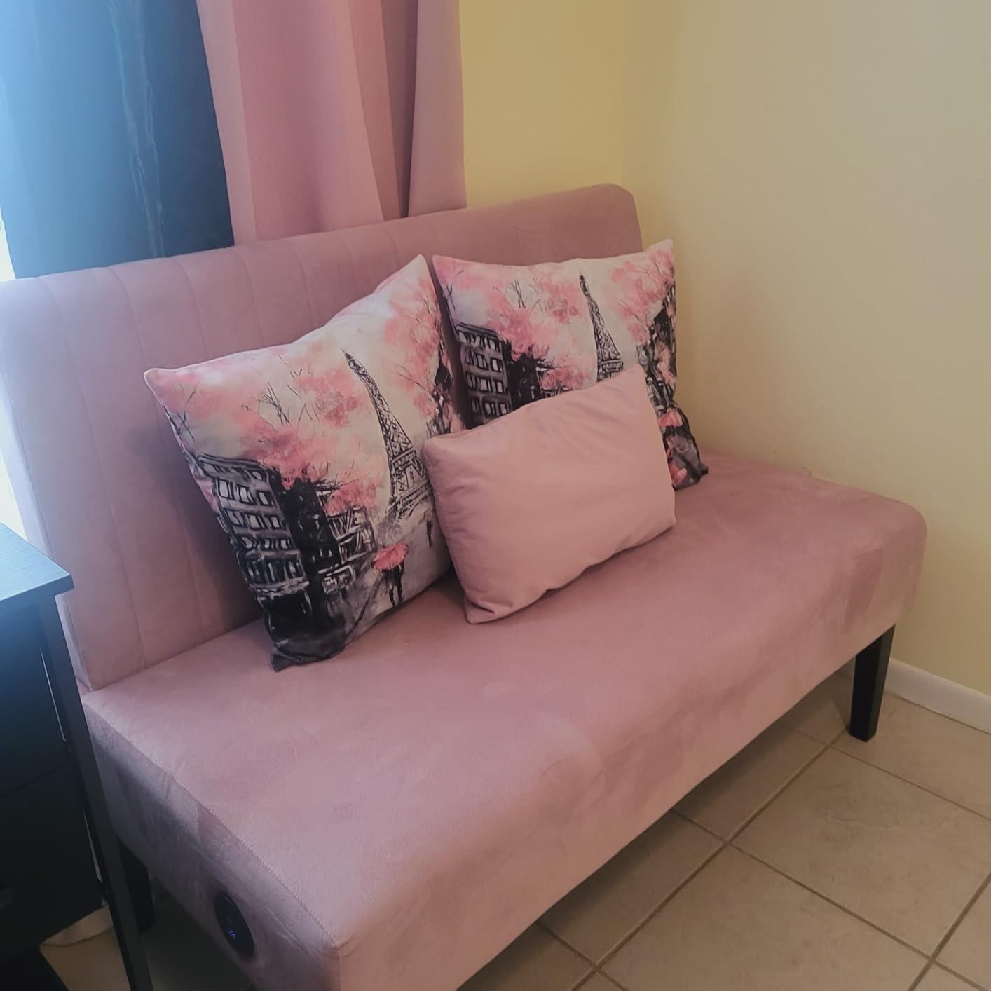 Grey Velvet Armless Loveseat with USB, Small Cozy Couch for Living Room, Mini Sofa and Love Seat, Comfy Velvet Couch with Armless Design and USB Port, Bedroom Apartment Office Dorm customer photo 2