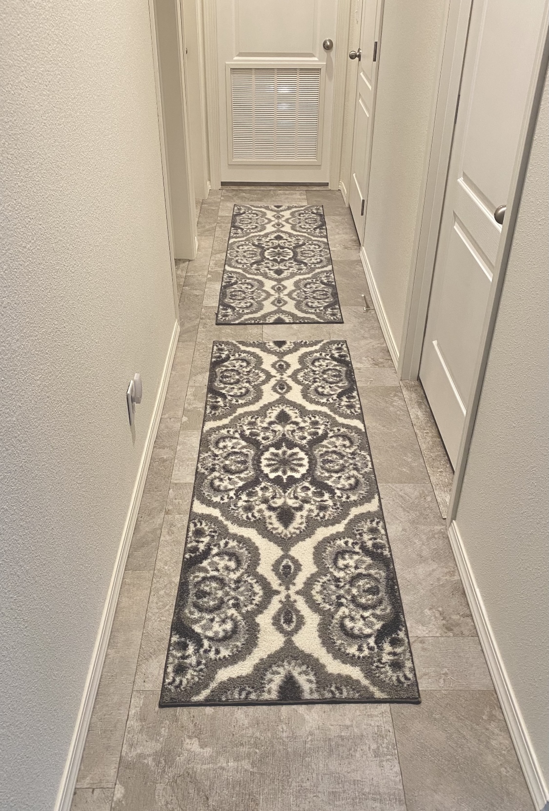 Maples Rugs Vivian Medallion Runner Rug - Made in USA - Washable, Non Slip, Indoor Carpet for Hallway, Kitchen, and Laundry Room, 2'6 x 8', Grey customer photo 2