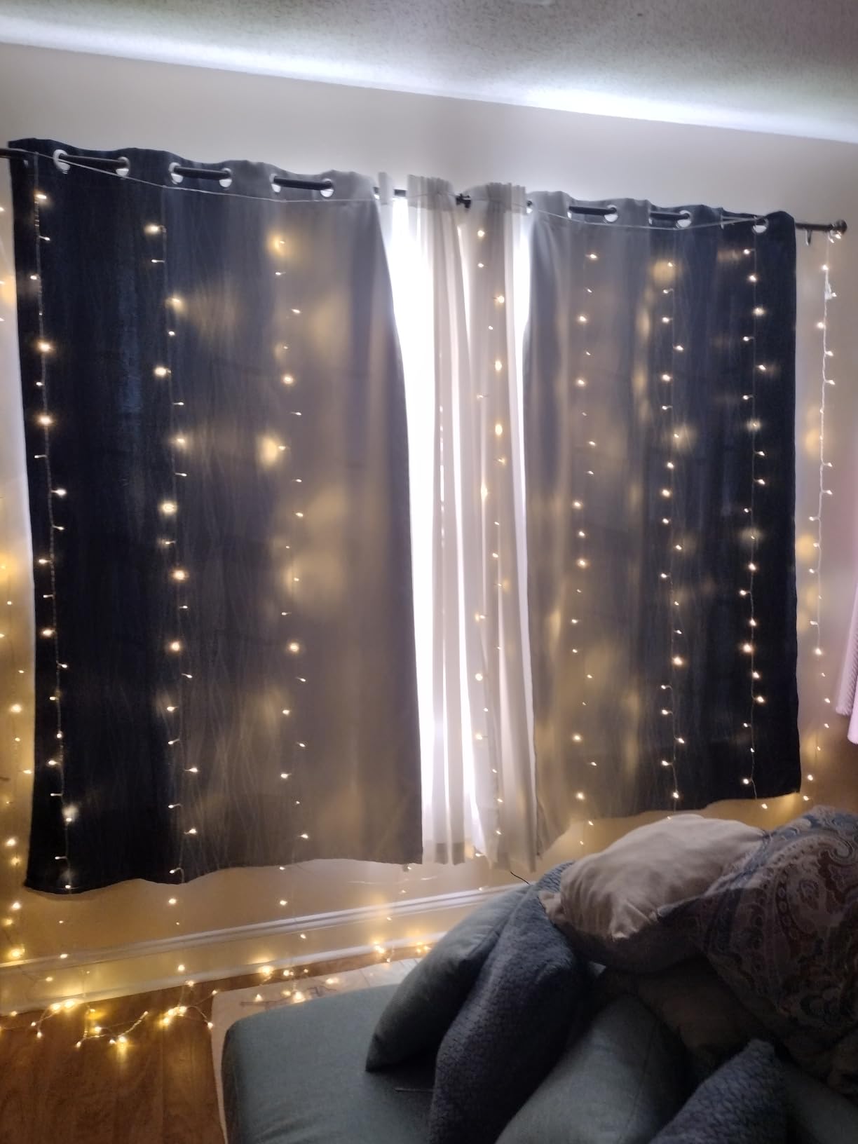 Estelar Textiler Navy Blue and Greyish White Blackout Curtains for Bedroom 84 Inches Long, Full Room Darkening Grommet Curtains for Living Room, Thermal Insulated Ombre Drapes, 52Wx84L, 2 Panels customer photo 2
