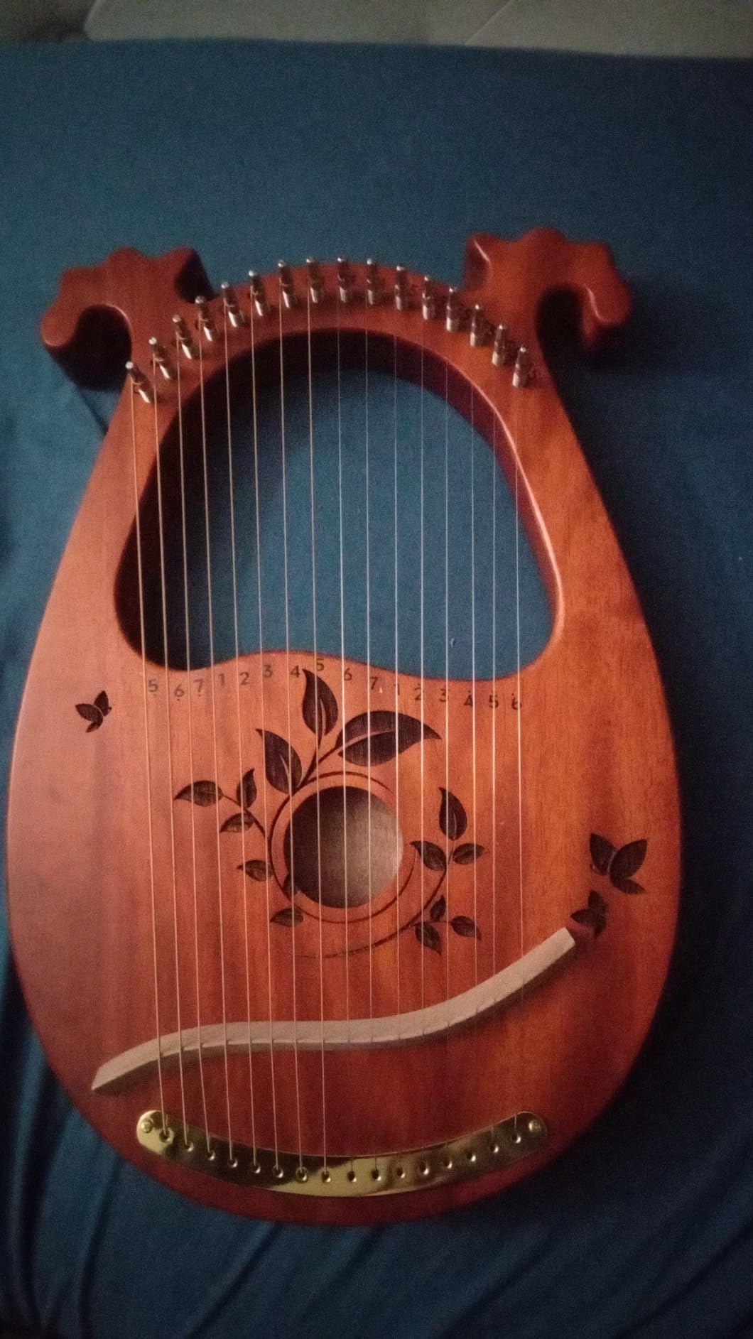 Lyre Harp Mahogany with Tuning Wrench and 16 Metal Spare String Set, Manual Picks Black Gig Bag, Metal String Lyre Instrument Kit, Suitable for Kids Adult Professional Beginner,Music Lovers Gift customer photo 2