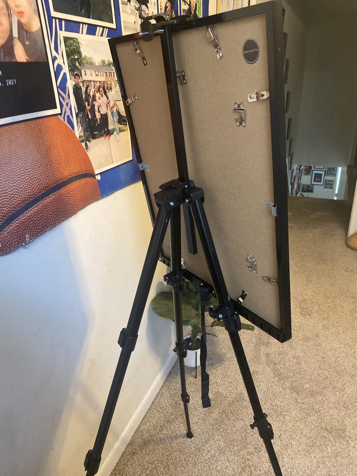 Art Painting Display Easel Stand - Portable Adjustable Floor Artist Easel | Aluminum Metal Tripod Black Stand with Bag, Height from 17