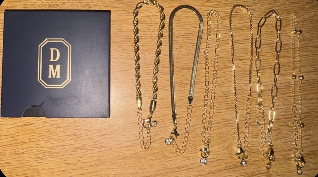 Gold Bracelets for Women Waterproof, 14K Gold Plated Minimalist Bracelets Stack Non Tarnish Trendy Dainty Herringbone Vintage Cuban Paperclip Rope Thin Box Link Chain Stackable Jewelry Sets Modern Fashion Accessories Gifts for Womens customer photo 1