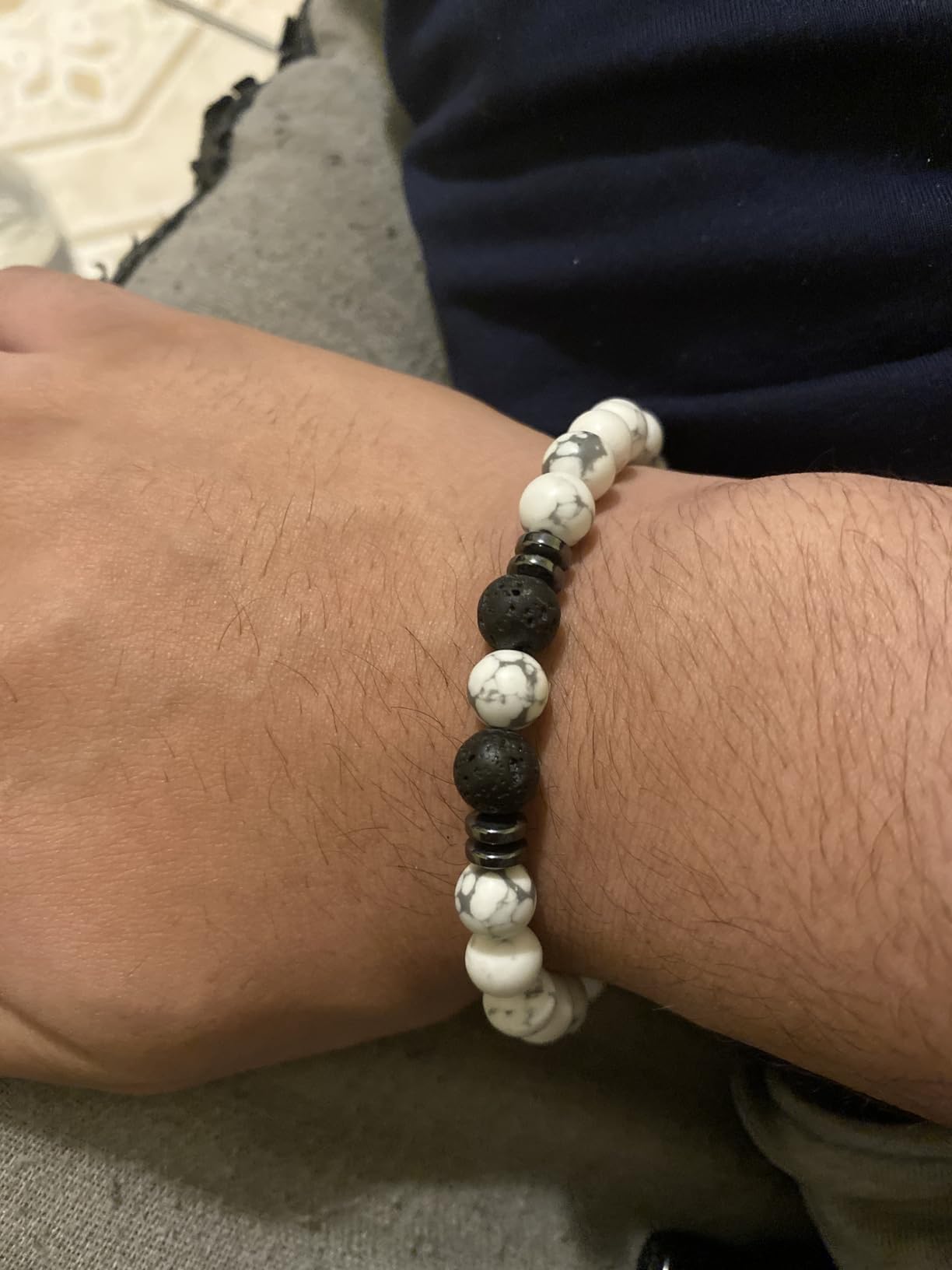 Tiger Eye Bracelet For Men 8MM Natural Stone Beads Bracelet Set Stretch Lava Rock Bracelets Adjustable Black Crystal Beaded Bracelet for Men Women Gifts customer photo 1