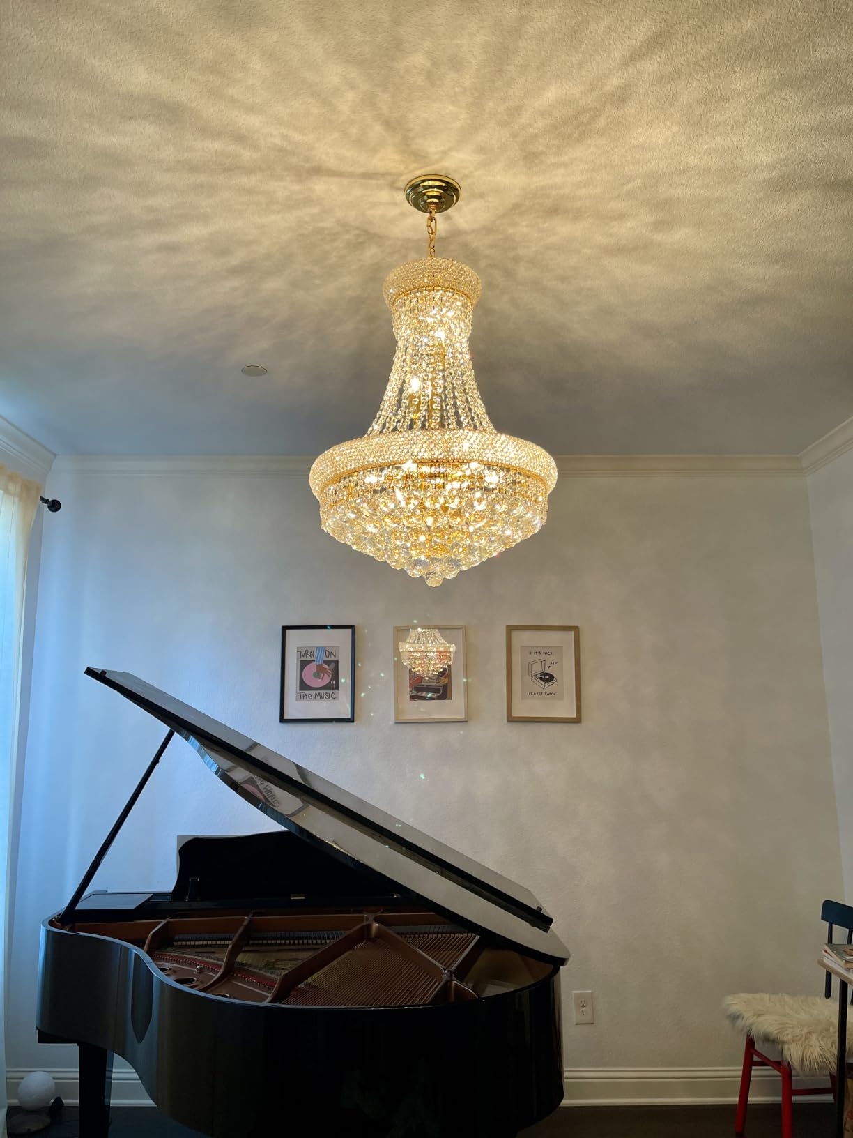 Gold Crystal Chandeliers for Dining Room, 12-Lights D22 Inch | Empire Style K9 Crystal Chandeliers for Entryway, Luxury Lighting Fixtures for Living Room Entryway Foyer Adjustable Height customer photo 1