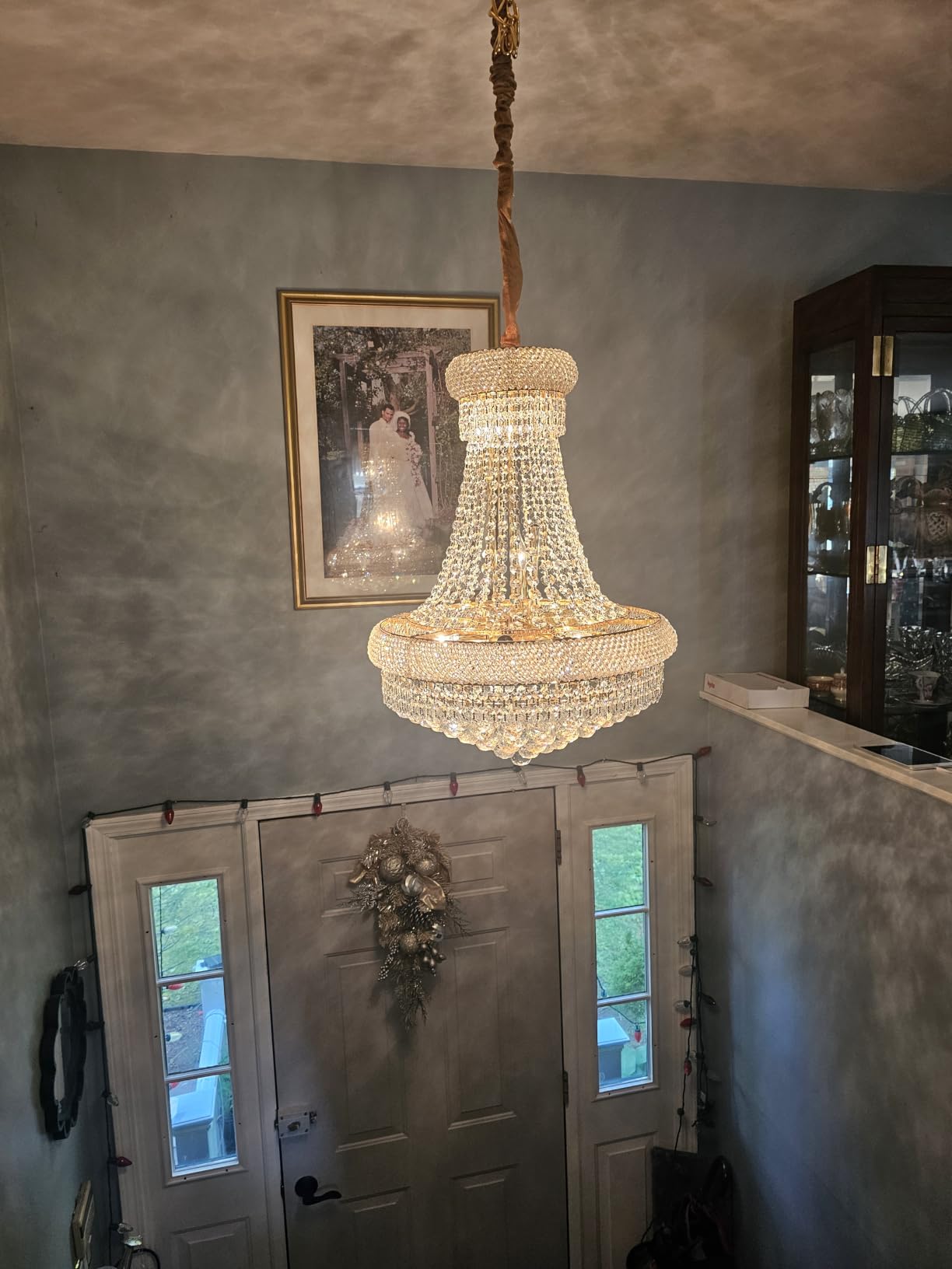Gold Crystal Chandeliers for Dining Room, 12-Lights D22 Inch | Empire Style K9 Crystal Chandeliers for Entryway, Luxury Lighting Fixtures for Living Room Entryway Foyer Adjustable Height customer photo 2