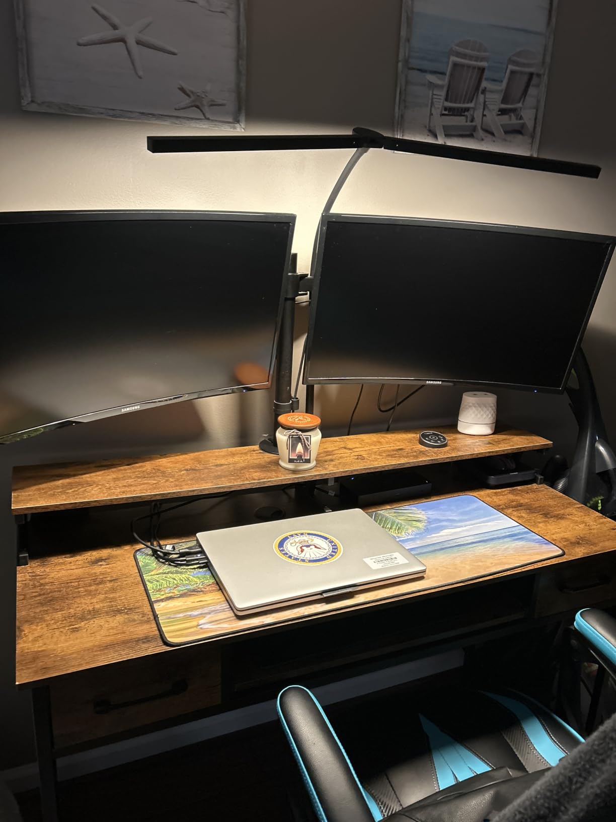 Led Desk Lamp for Office Home - Eye Caring Architect lamp with Clamp, Dual Screen Computer Monitor Work Smart Light: 24W 5 Color Flexible Adjustable Lighting Table Lamp for Study White customer photo 2