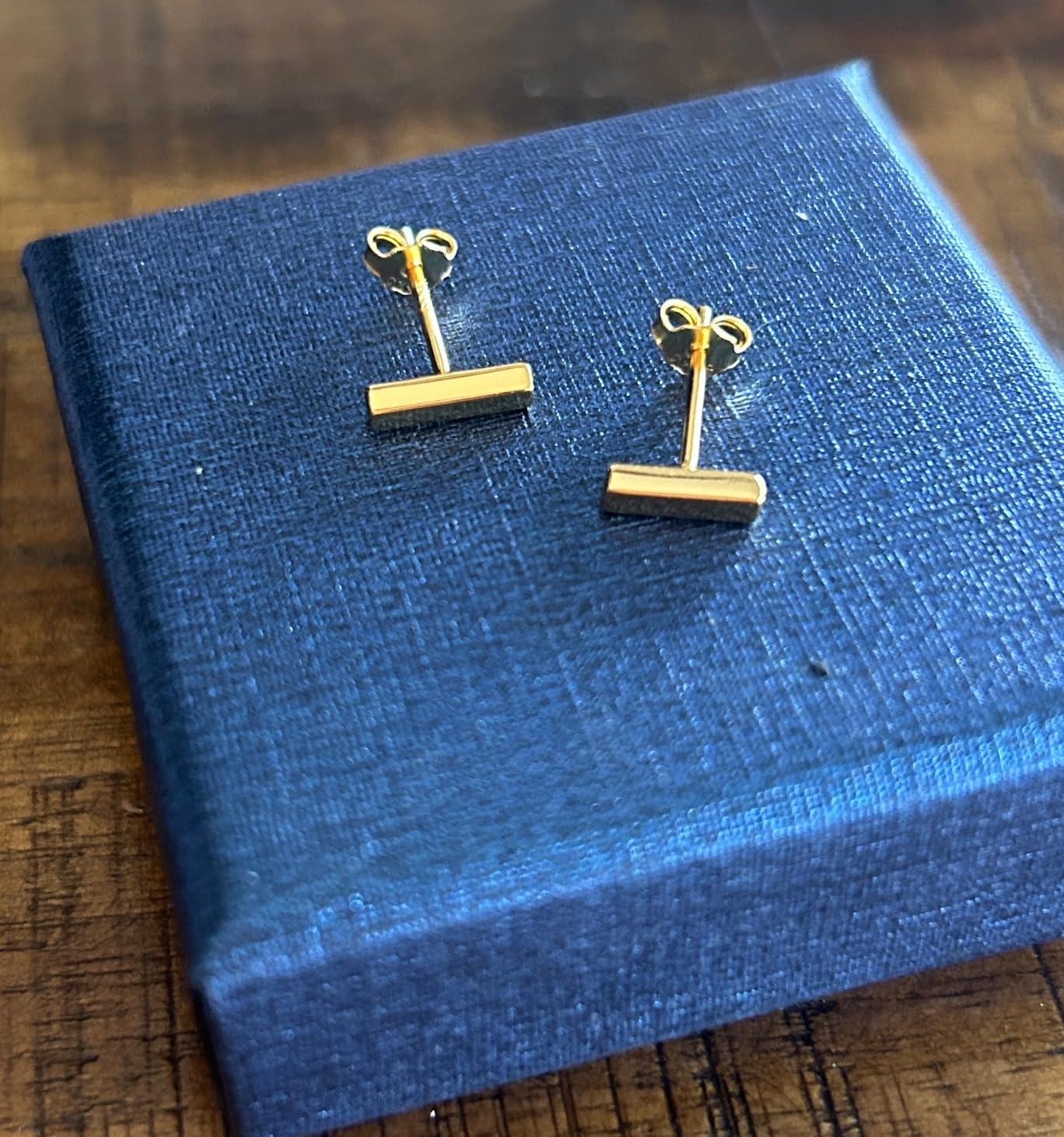 JIAYIQI Minimalist 925 Sterling Silver Stud Earrings Set, 14K Gold Plated Hypoallergenic Tiny Bar Dot Heart Star Studs for Women & Men customer photo 1