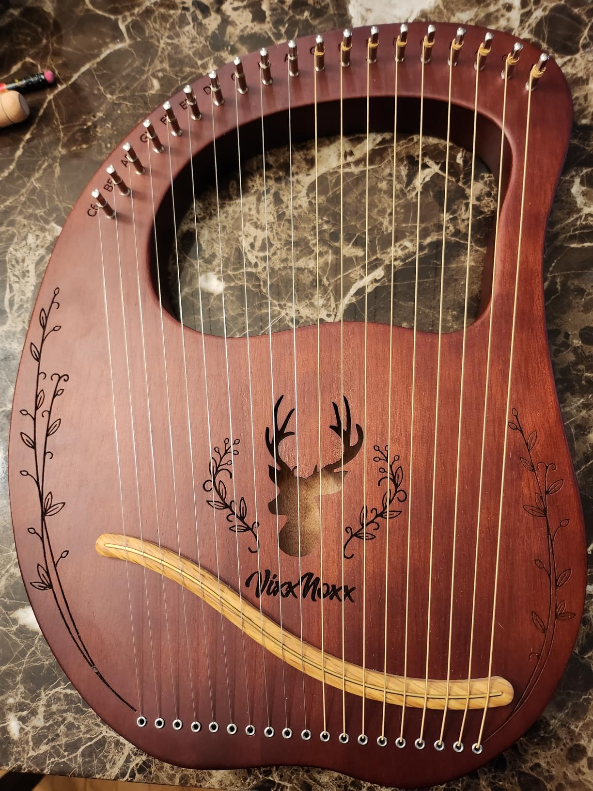 Lyre Harp, 19-String Mahogany Lyra Harp Kit for Beginners Adults with Tuning Wrench, Gig Bag, Instructions, Extra Strings customer photo 1