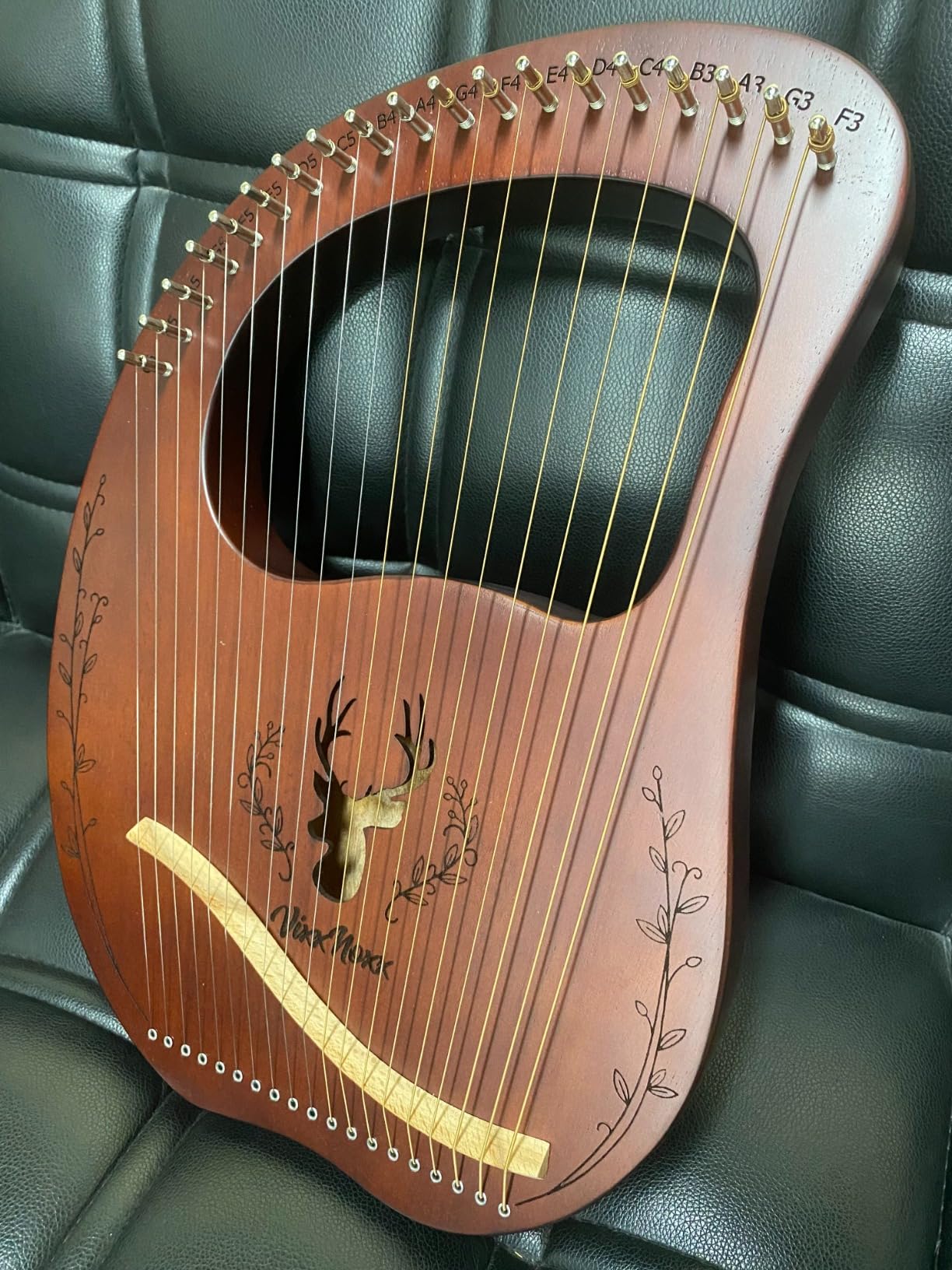 Lyre Harp, 19-String Mahogany Lyra Harp Kit for Beginners Adults with Tuning Wrench, Gig Bag, Instructions, Extra Strings customer photo 2
