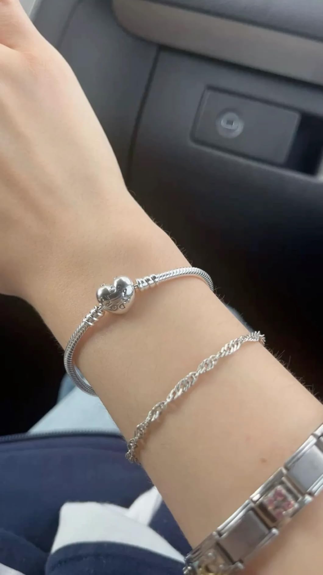 PANDORA Heart Clasp Snake Chain Bracelet - Heart Clasp - Romantic Jewelry for Her with Gift Box - Compatible Moments Charms customer photo 2